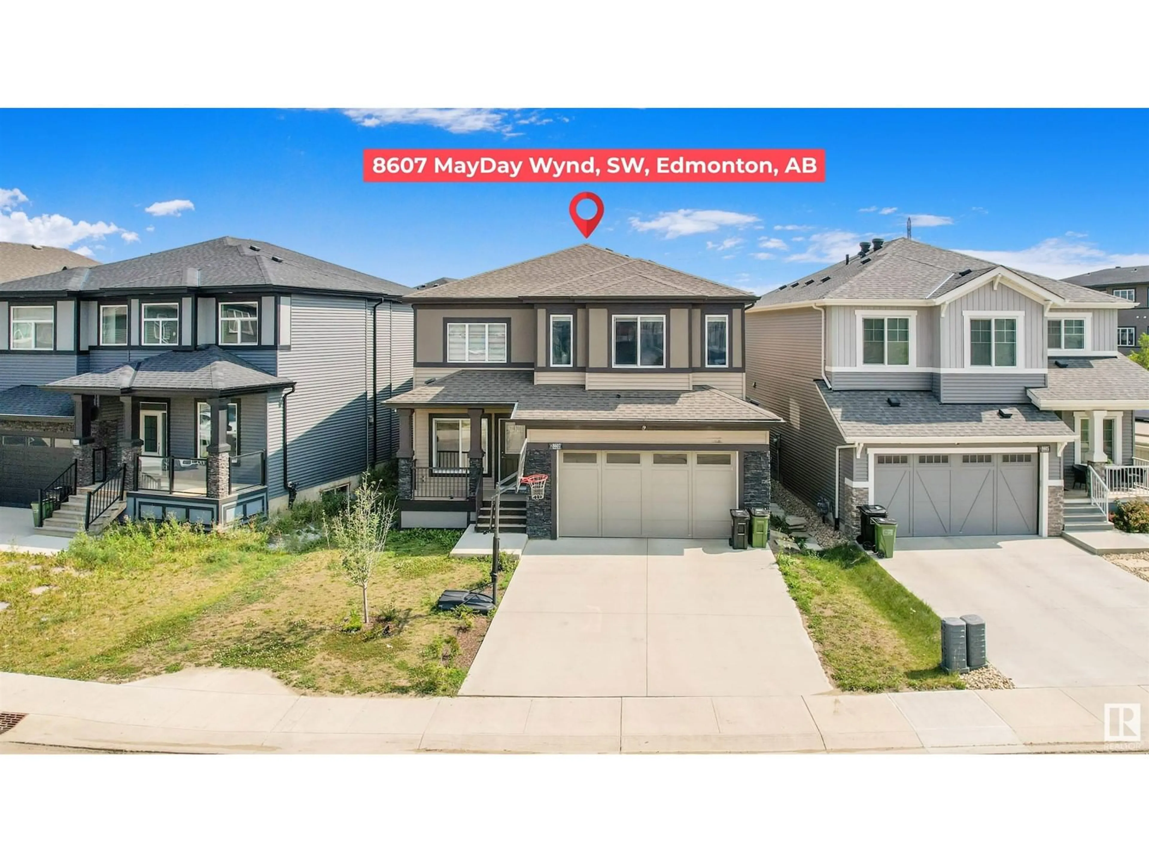 Frontside or backside of a home, the street view for 8607 MAYDAY WD SW, Edmonton Alberta T6X2L3