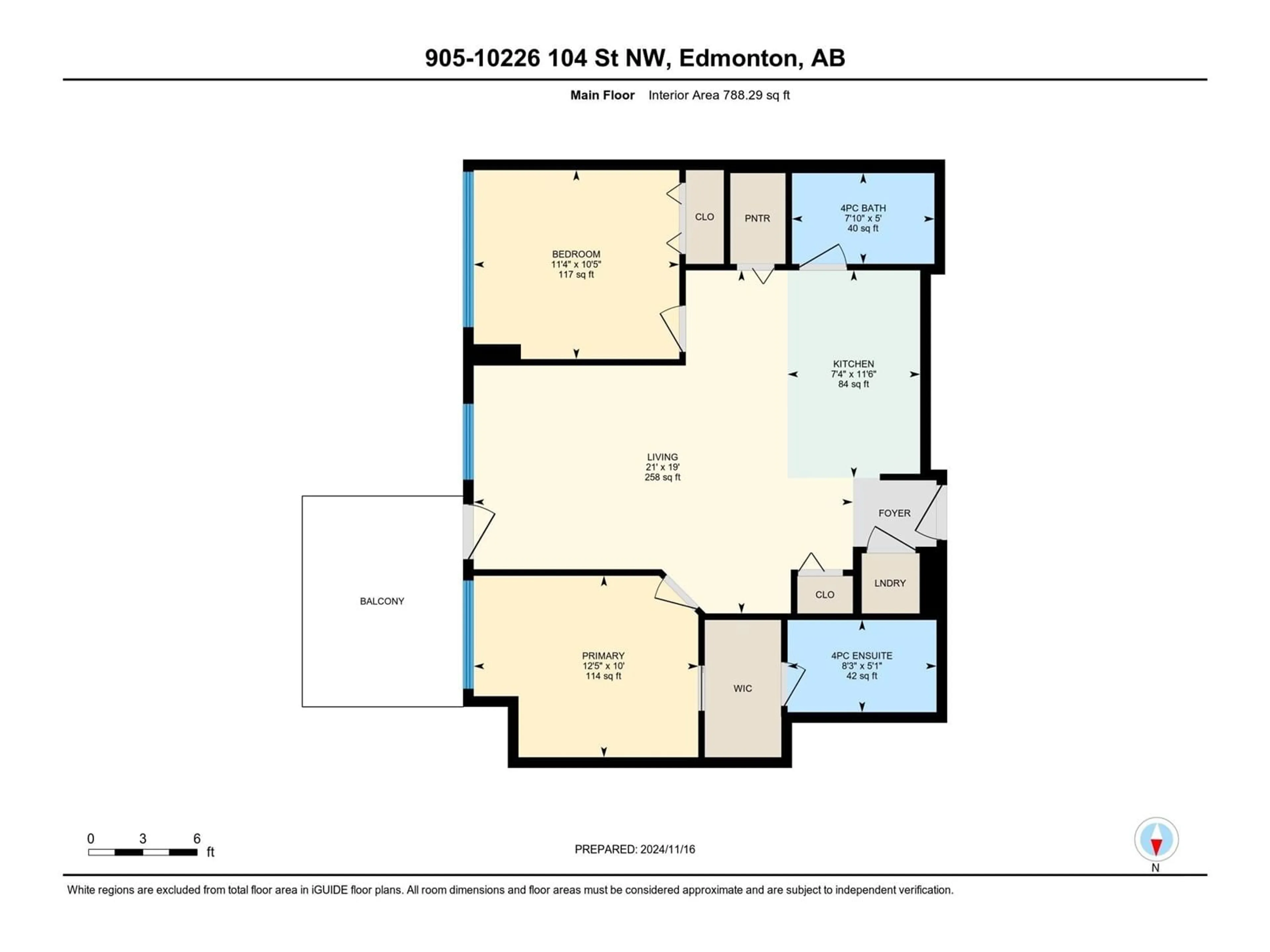 Floor plan for #905 10226 104 ST NW, Edmonton Alberta T5J1B8