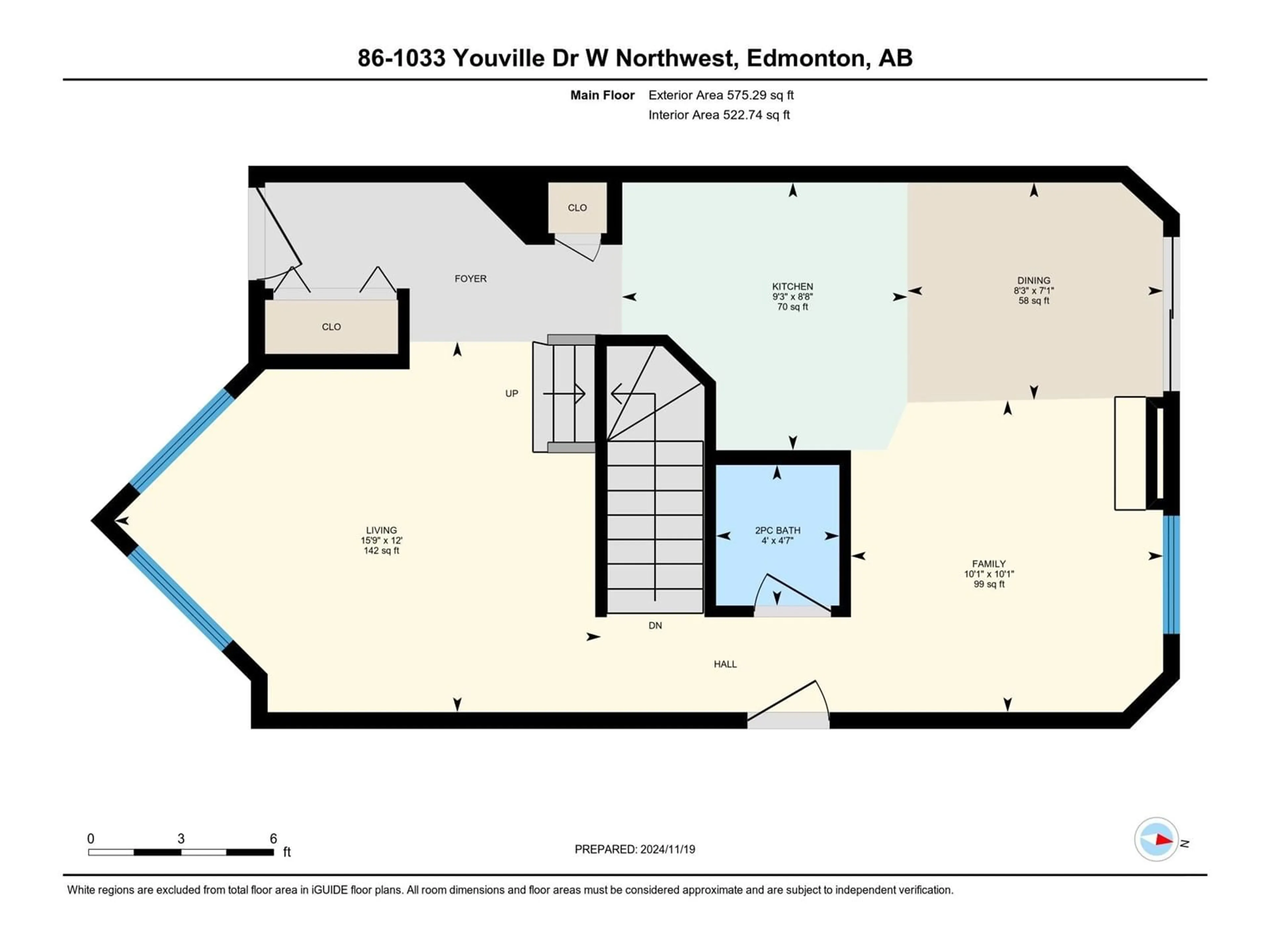 Floor plan for #86 1033 YOUVILLE W NW, Edmonton Alberta T6L6V9