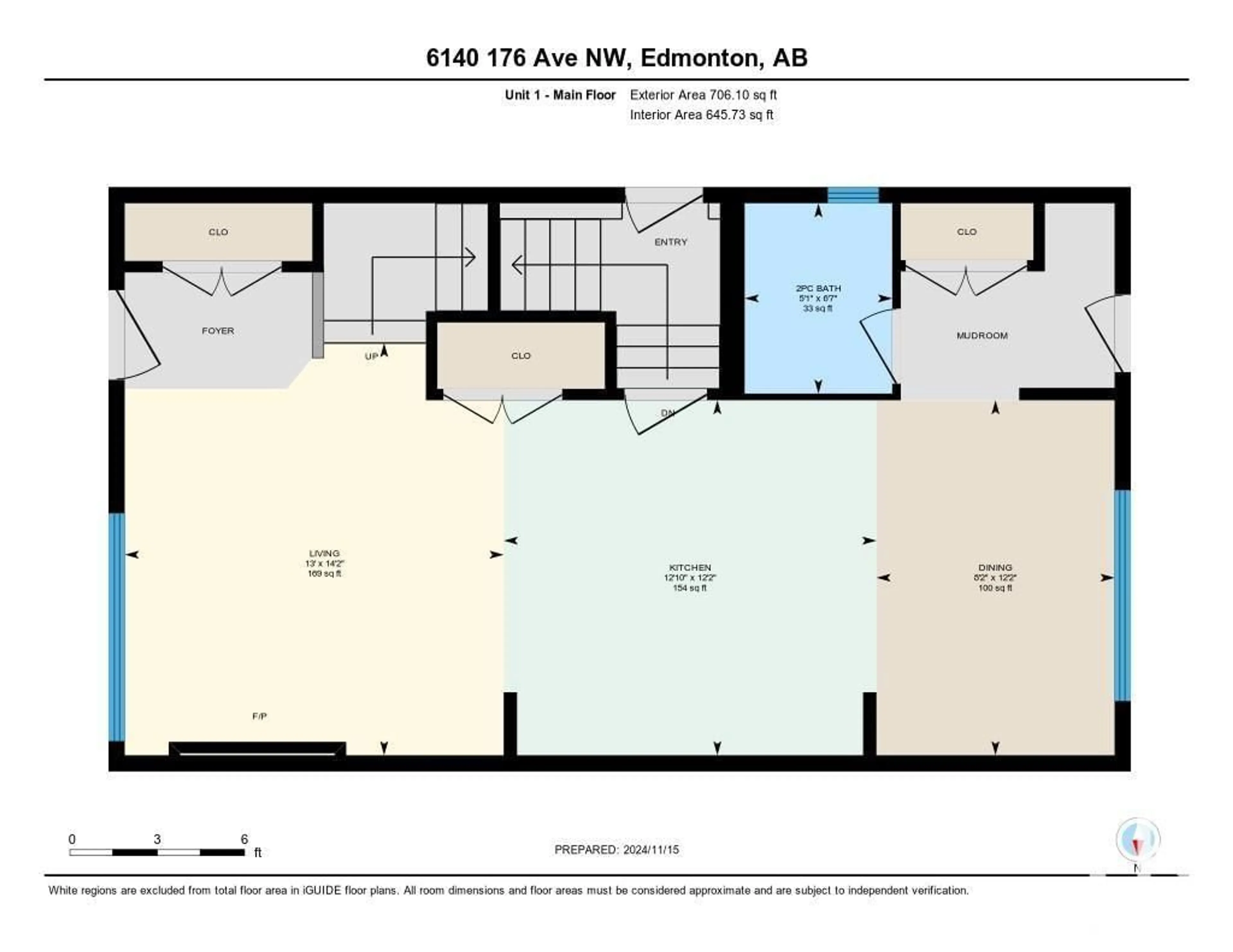 Floor plan for 6140 176 AV NW, Edmonton Alberta T5Y3P1