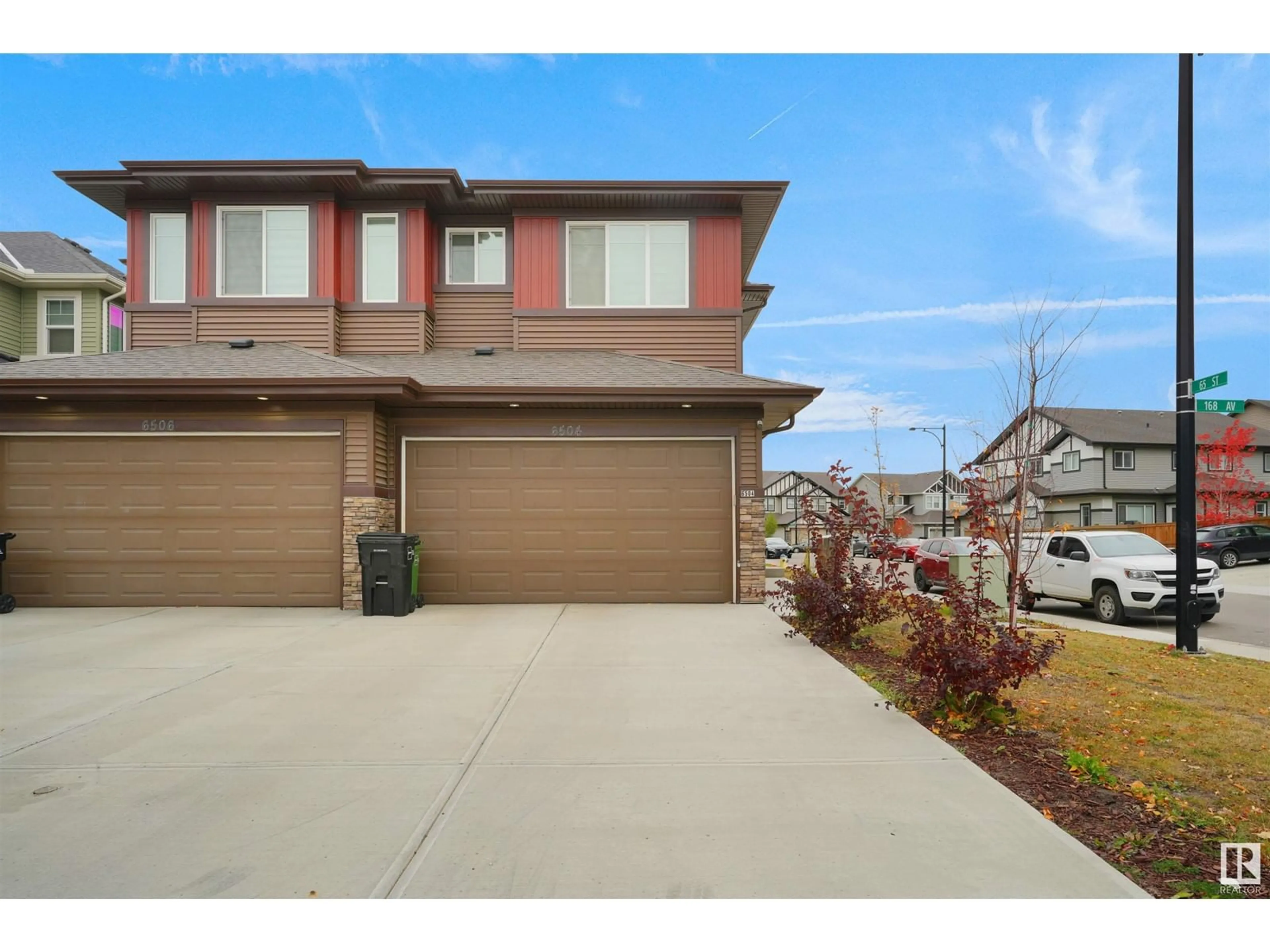 A pic from exterior of the house or condo, the street view for 6504 168 AV NW, Edmonton Alberta T5Y3X9