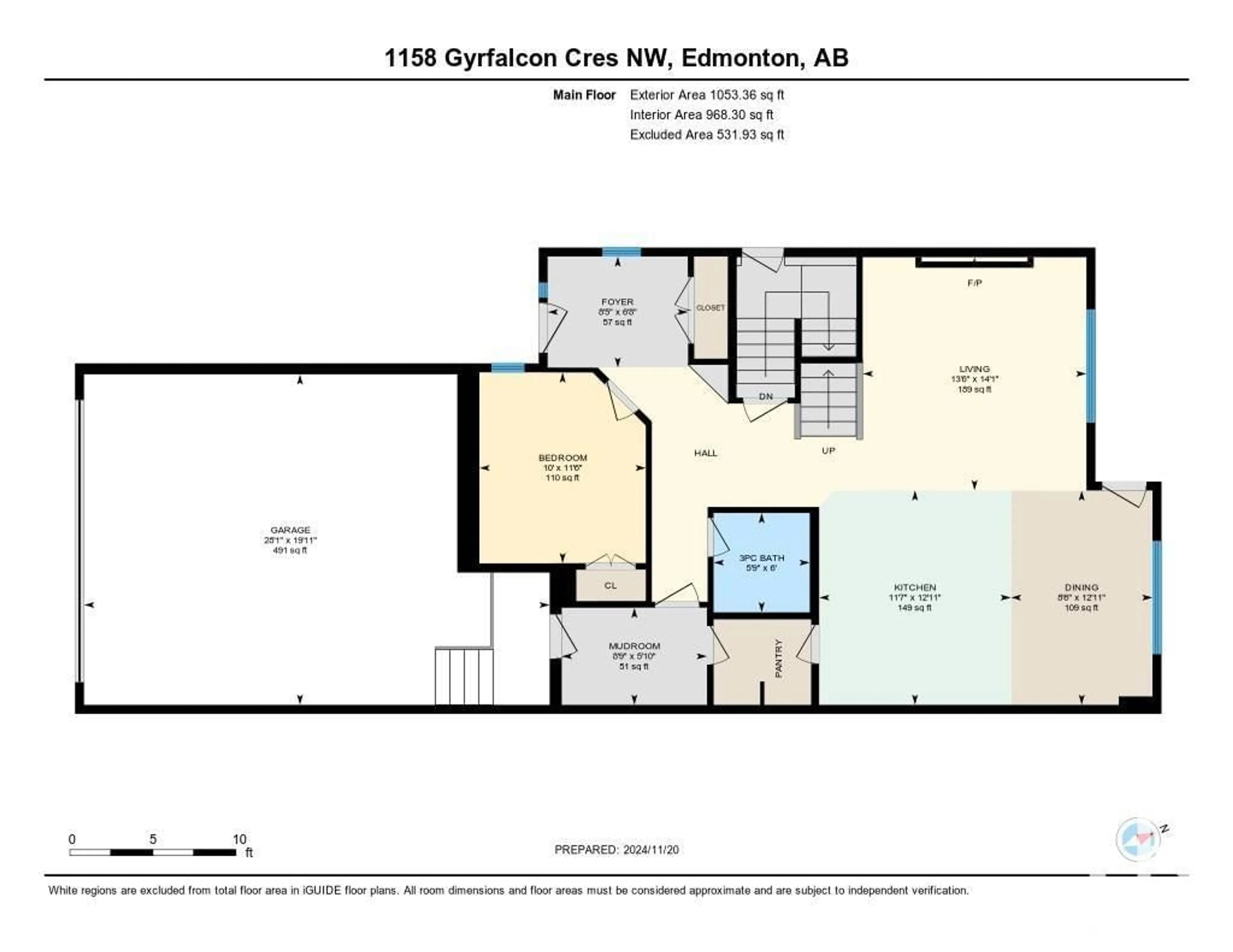 Floor plan for 1158 GYRFALCON CR NW, Edmonton Alberta T5S0S1