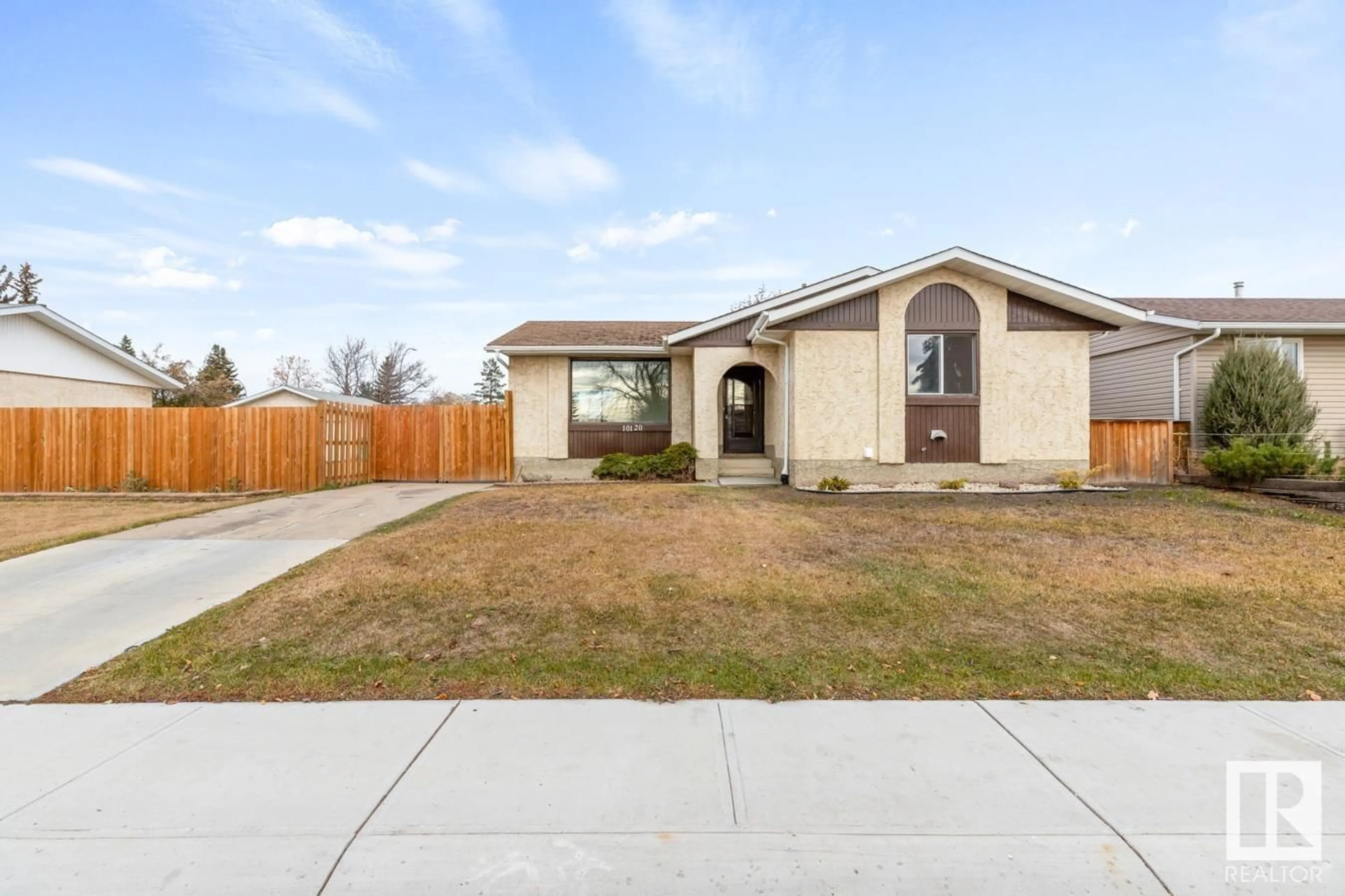 Frontside or backside of a home, the street view for 10120 166 AV NW, Edmonton Alberta T5X2G5