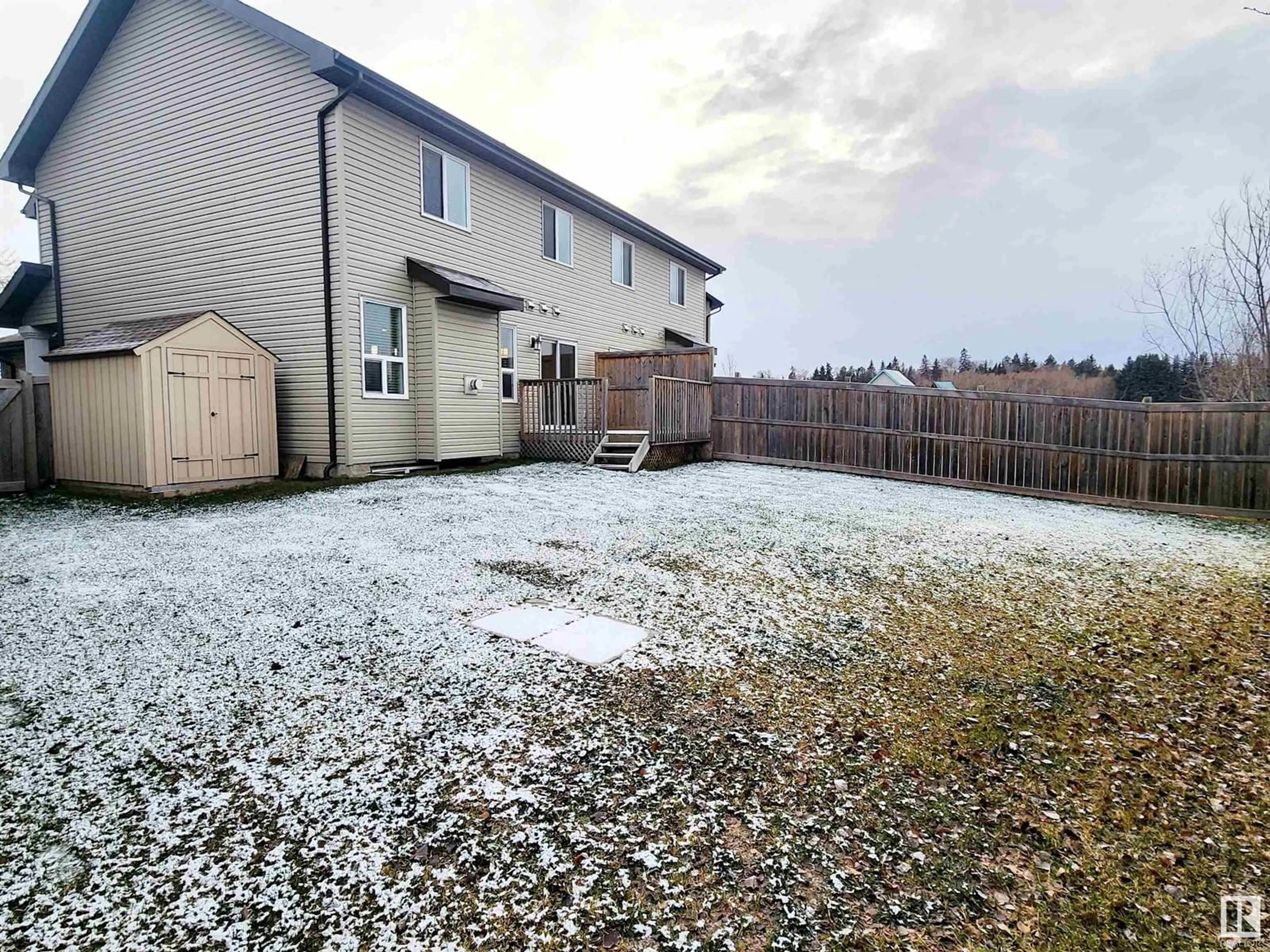 Patio, the fenced backyard for 20316 43 AV NW, Edmonton Alberta T6M0R8