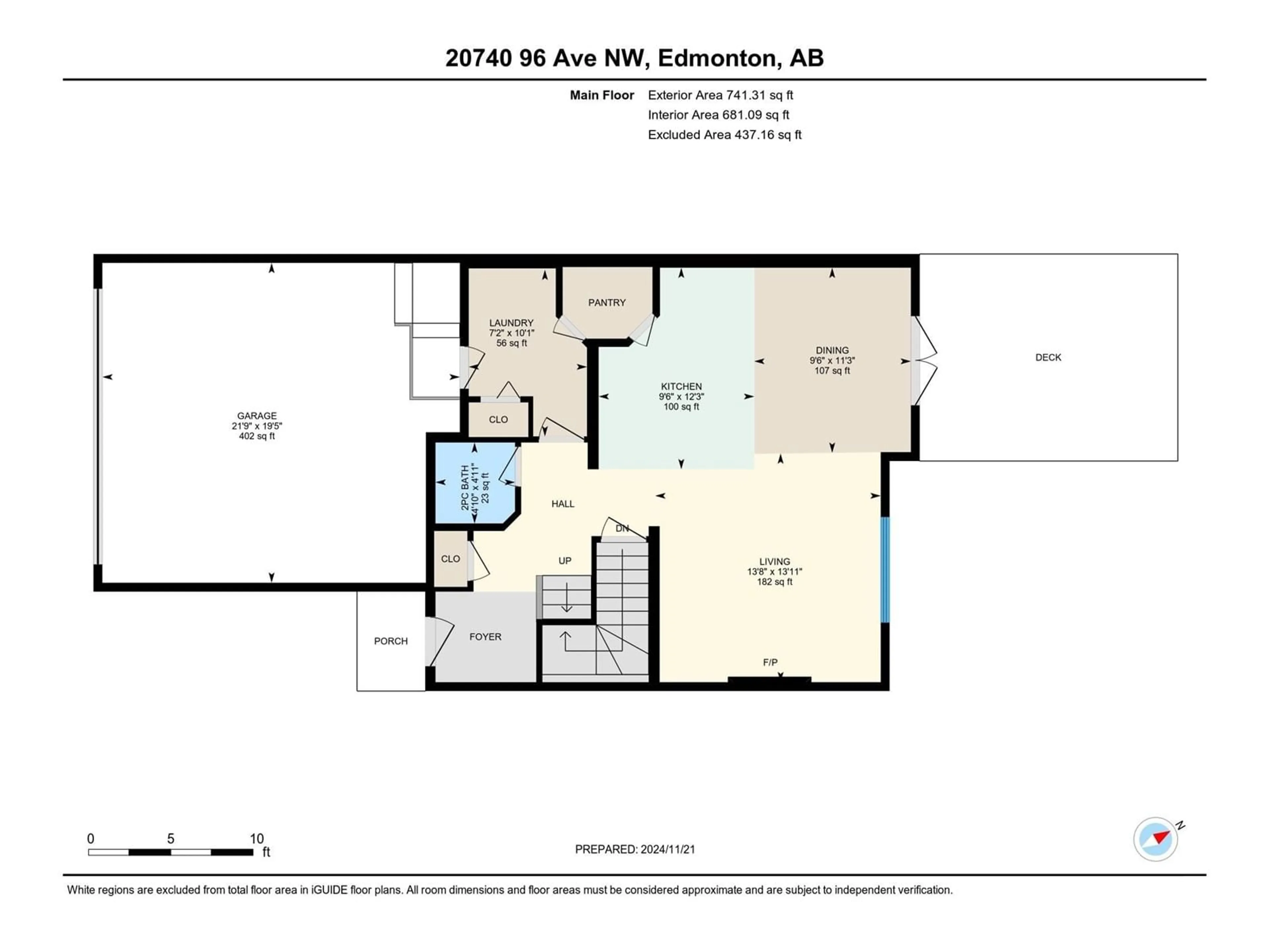 Floor plan for 20740 96 AV NW, Edmonton Alberta T5T4M9