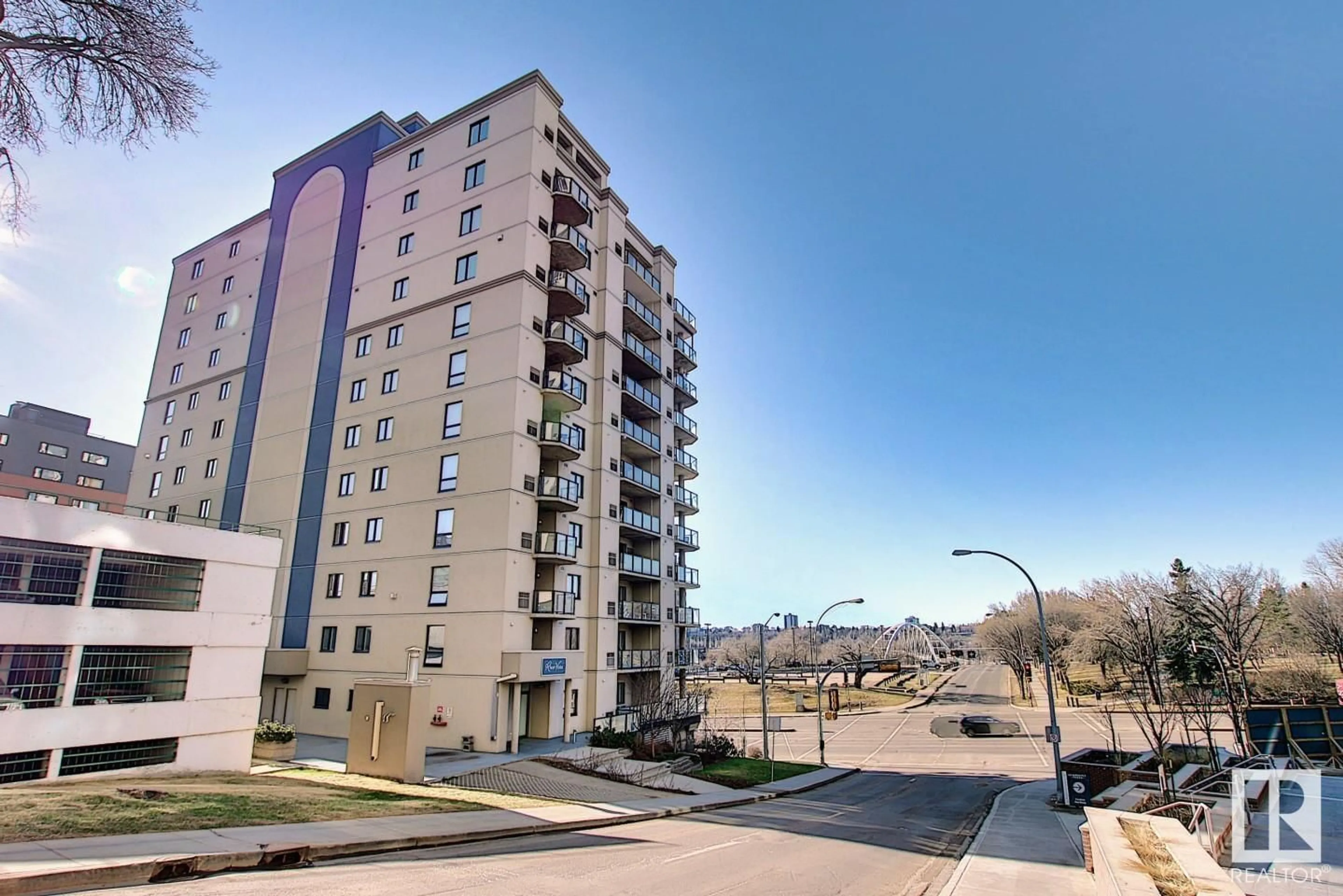 A pic from exterior of the house or condo, the street view for #207 9707 106 ST NW, Edmonton Alberta T5K0B7