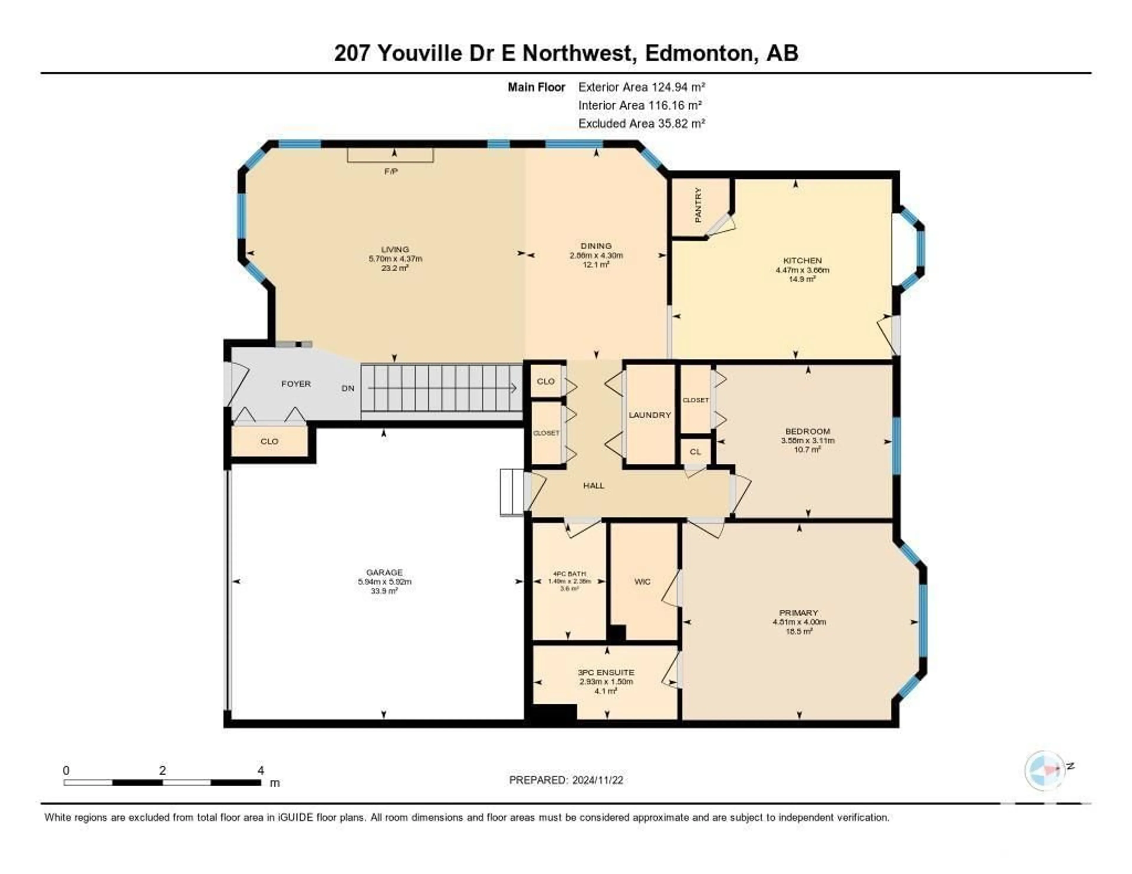 Floor plan for 207 Youville DR E NW, Edmonton Alberta T6L7E7