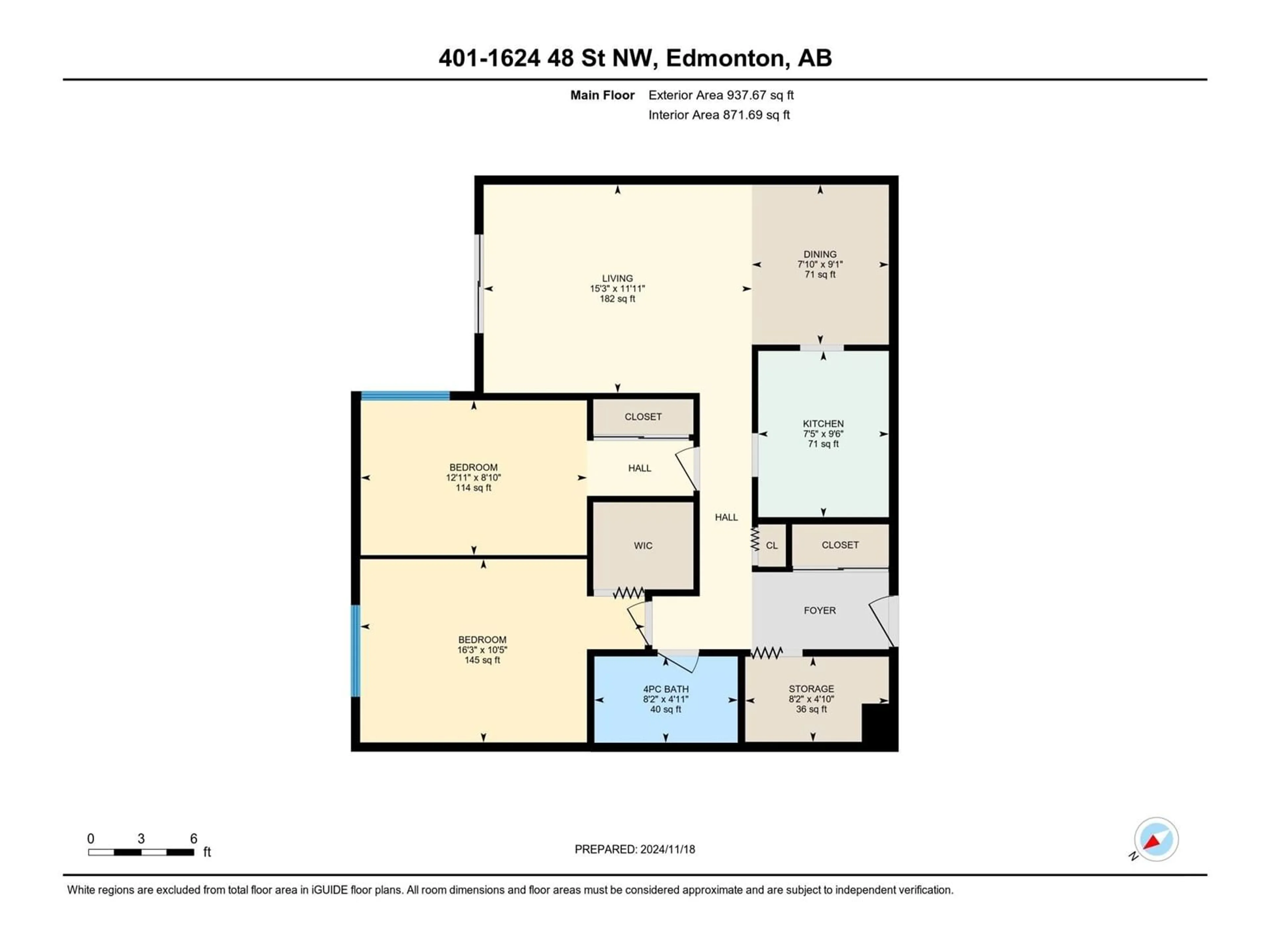 Floor plan for #401 1624 48 ST NW, Edmonton Alberta T6L5P1