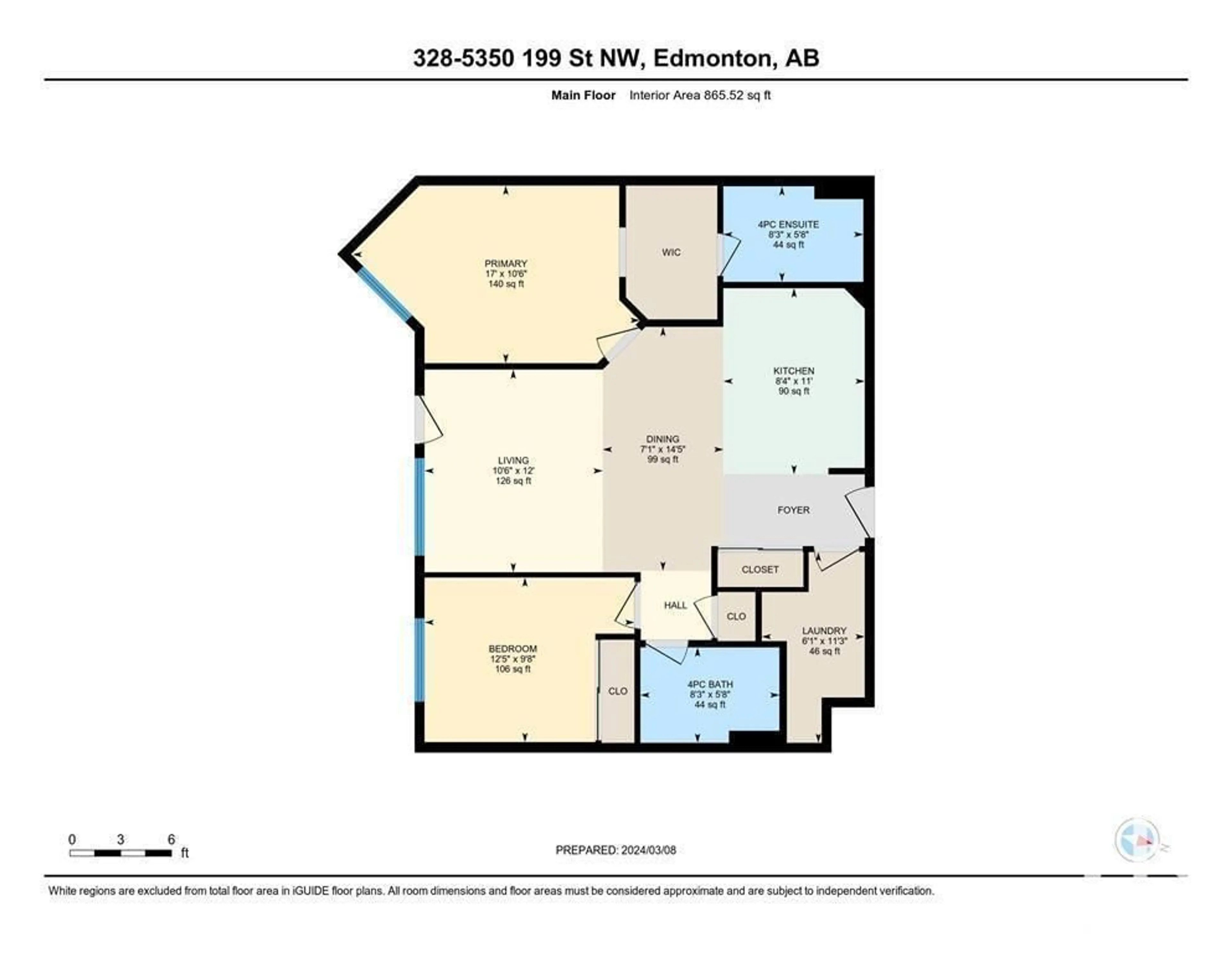Floor plan for 5350 - 328 199 ST, Edmonton Alberta T6M0A4