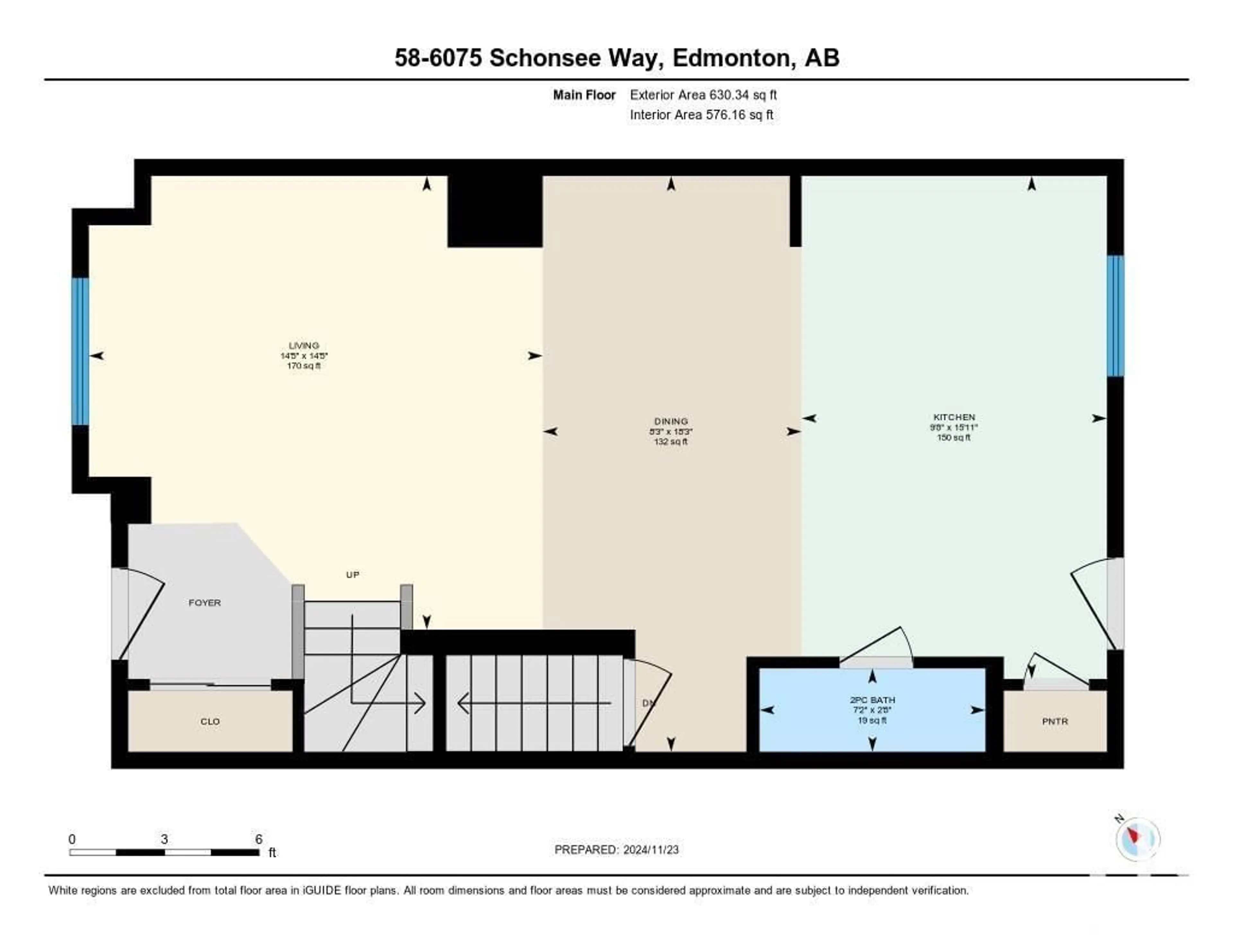 Floor plan for #58 6075 SCHONSEE WY NW, Edmonton Alberta T5E5X7