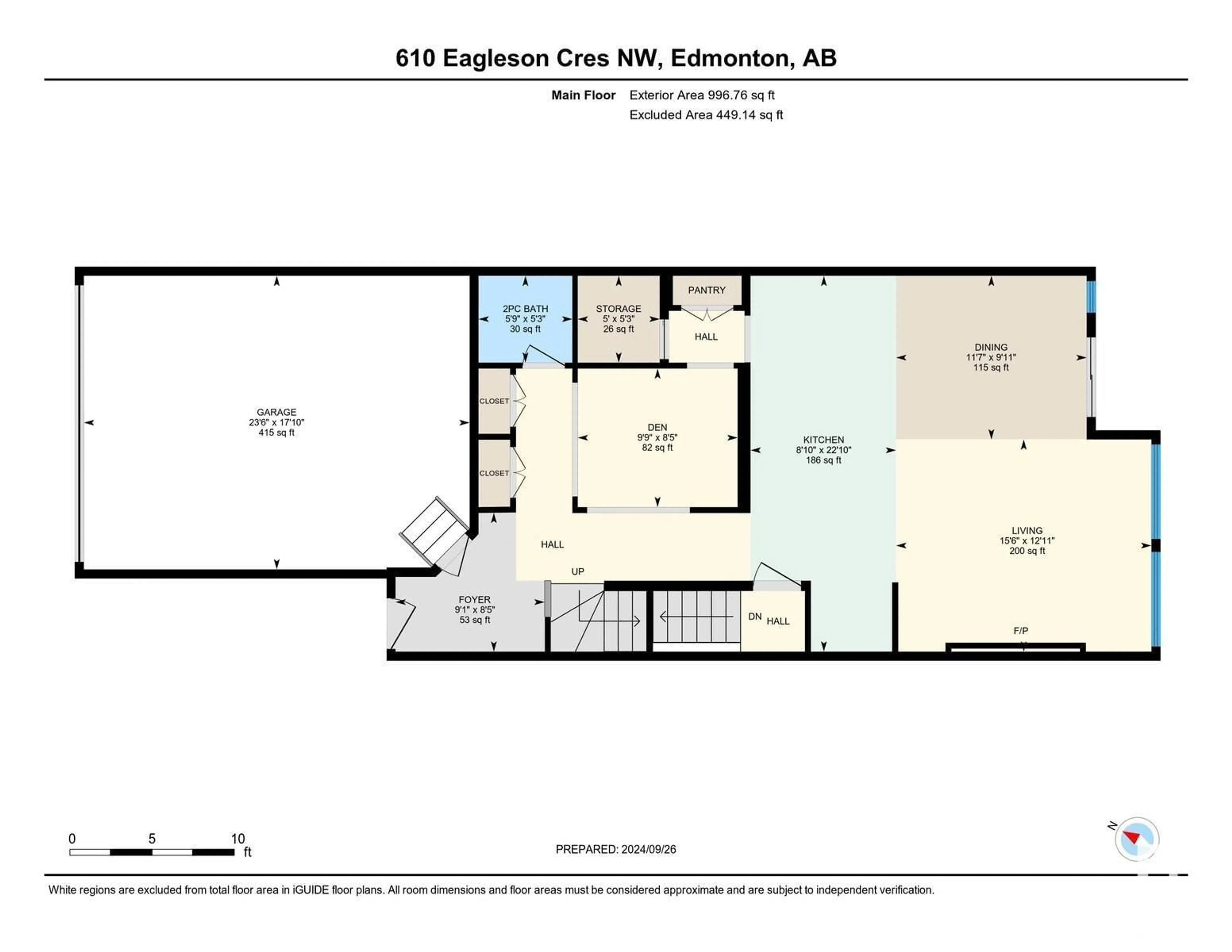 Floor plan for 610 EAGLESON CR NW, Edmonton Alberta T6M0Y4