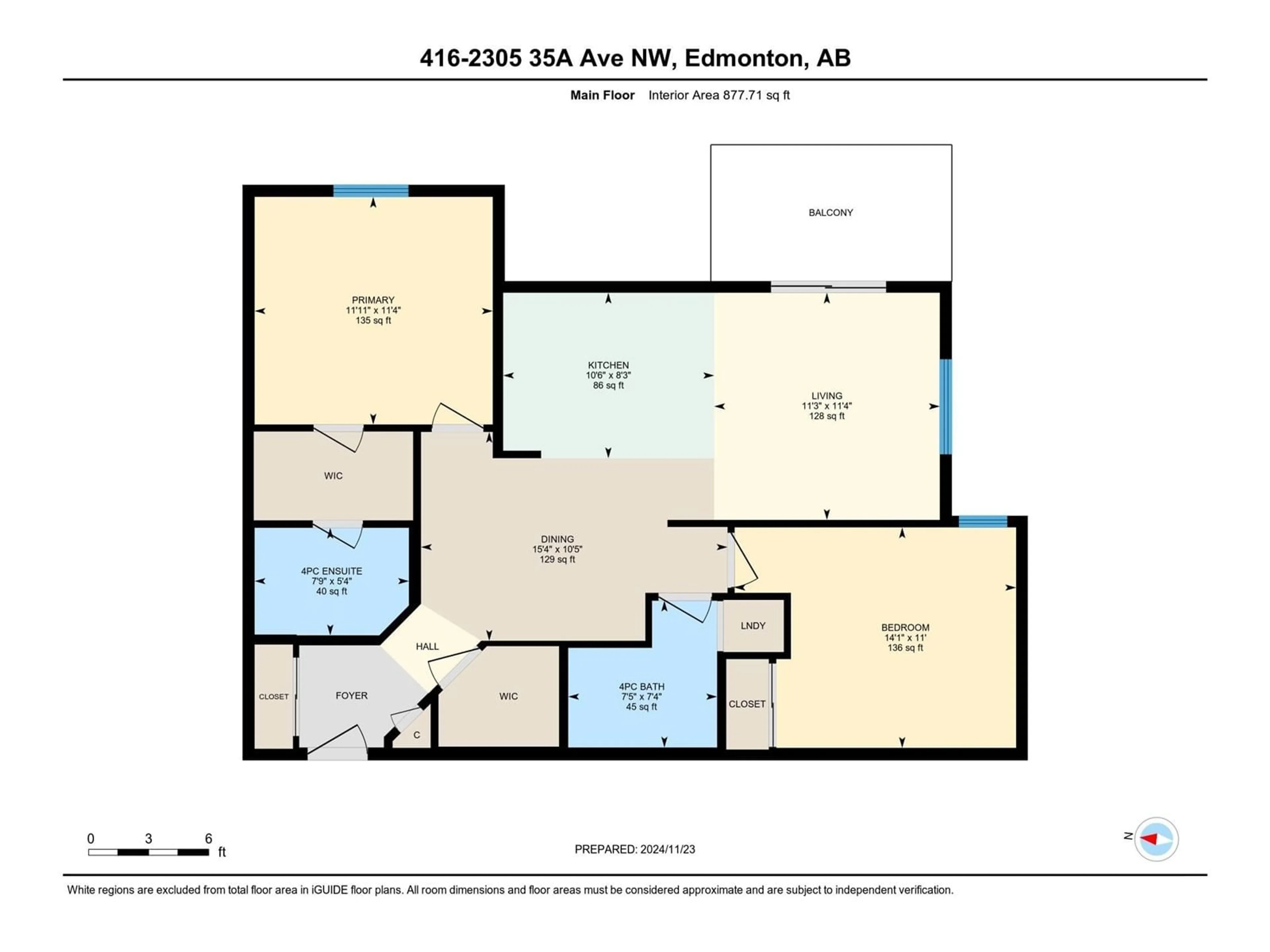 Floor plan for #416 2305 35A AV NW, Edmonton Alberta T6T1Z2