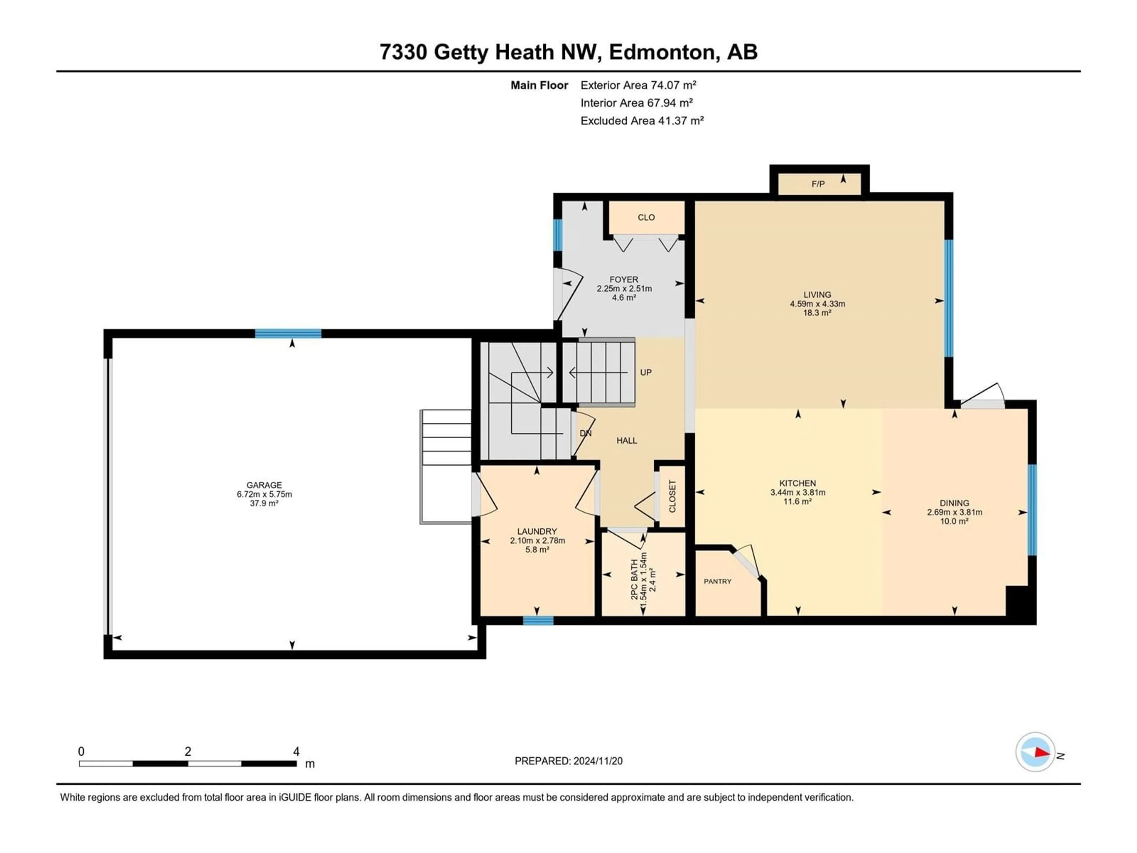 Floor plan for 7330 GETTY HEATH HE NW, Edmonton Alberta T5T4L8