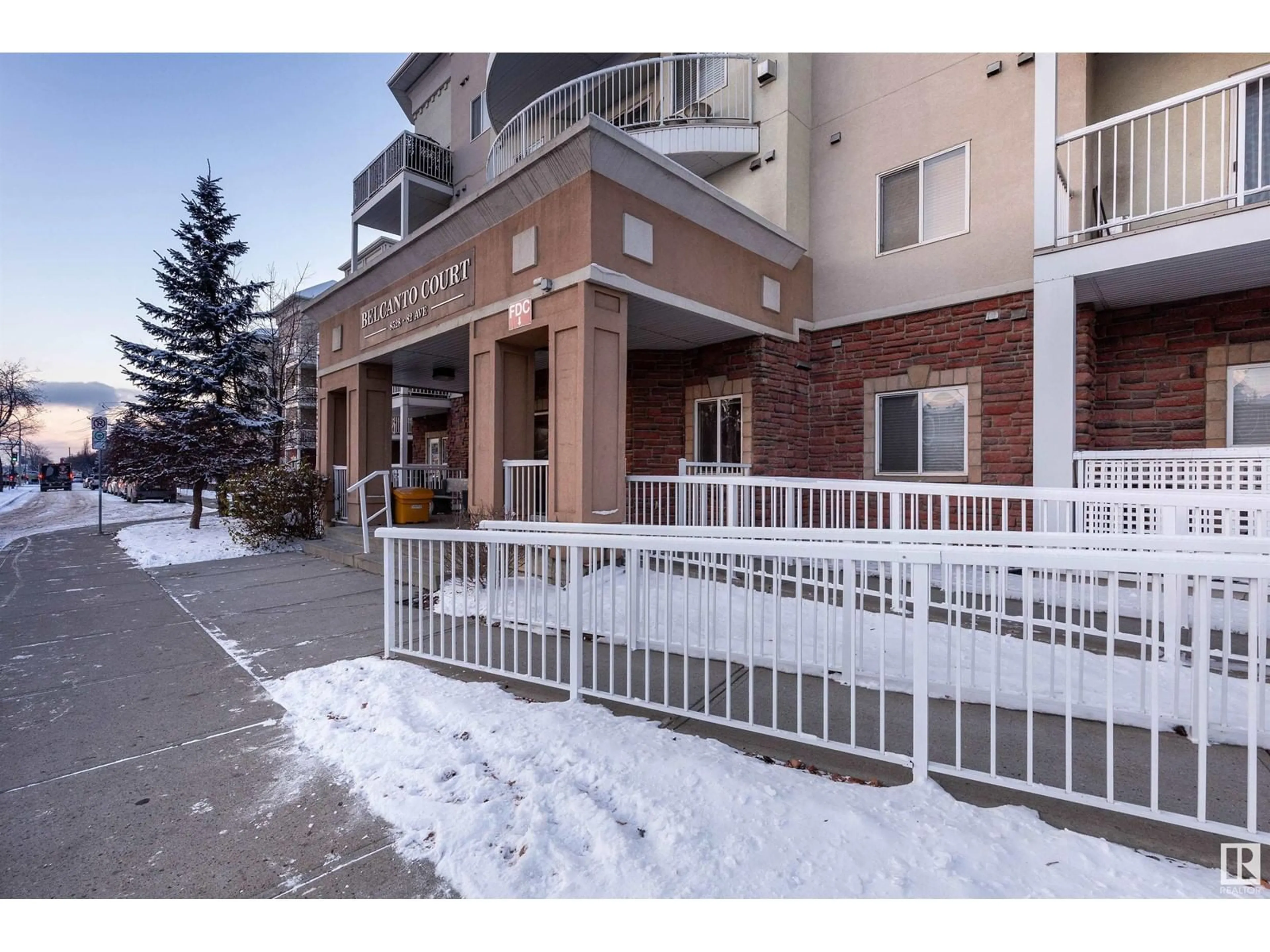 A pic from exterior of the house or condo, the front or back of building for #122 8528 82 AV NW, Edmonton Alberta T6C0Y8