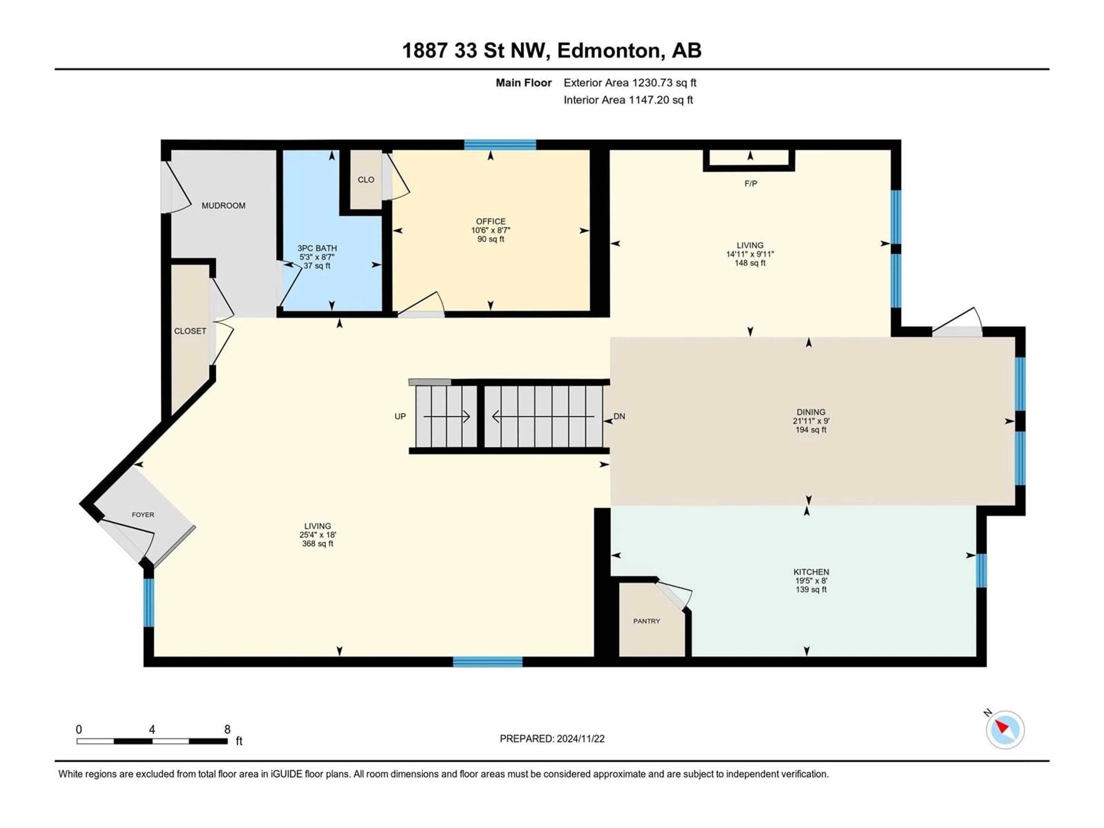 Floor plan for 1887 33 ST NW, Edmonton Alberta T6T0L5