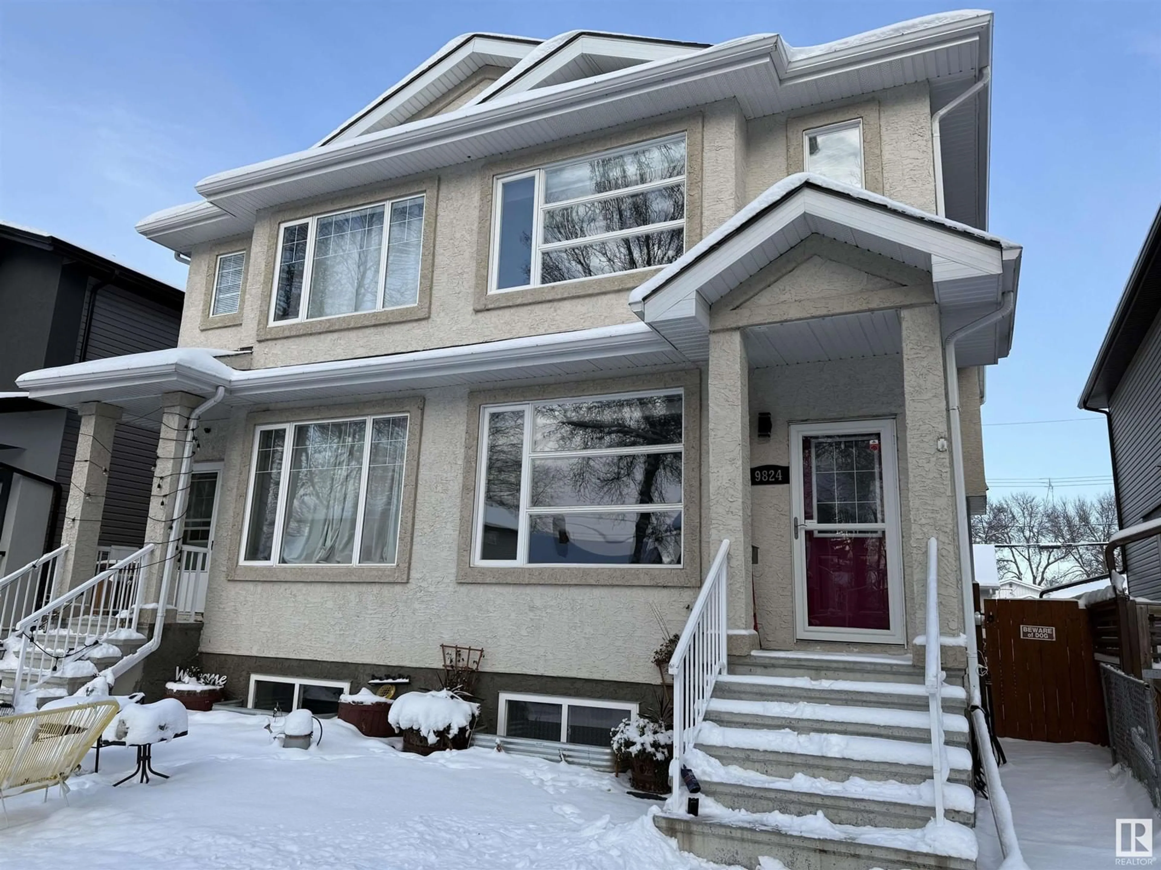 A pic from exterior of the house or condo, the street view for 9824 73 AV NW, Edmonton Alberta T6E1B6