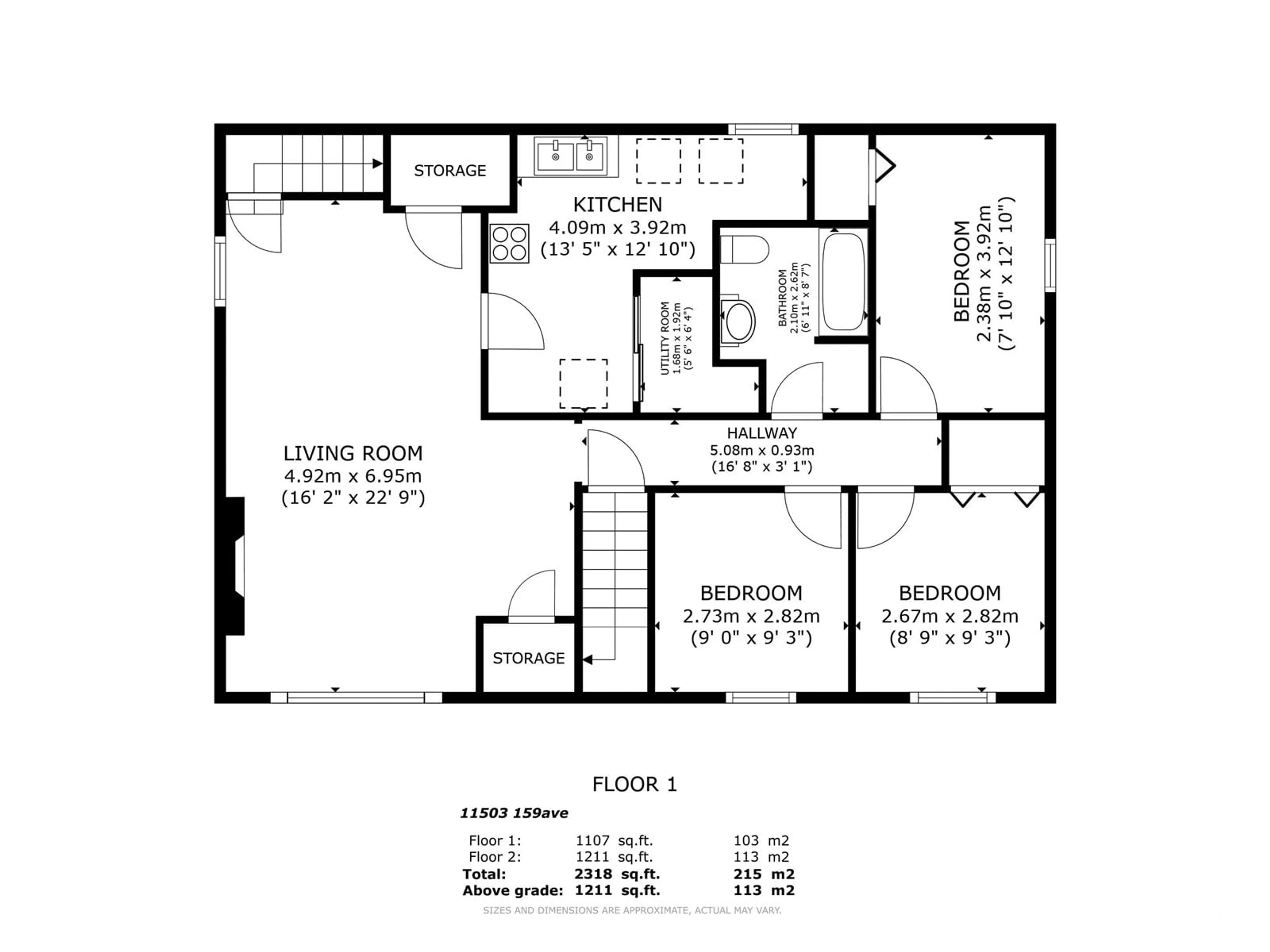 Floor plan for 11503 159 AV NW, Edmonton Alberta T5X2K5