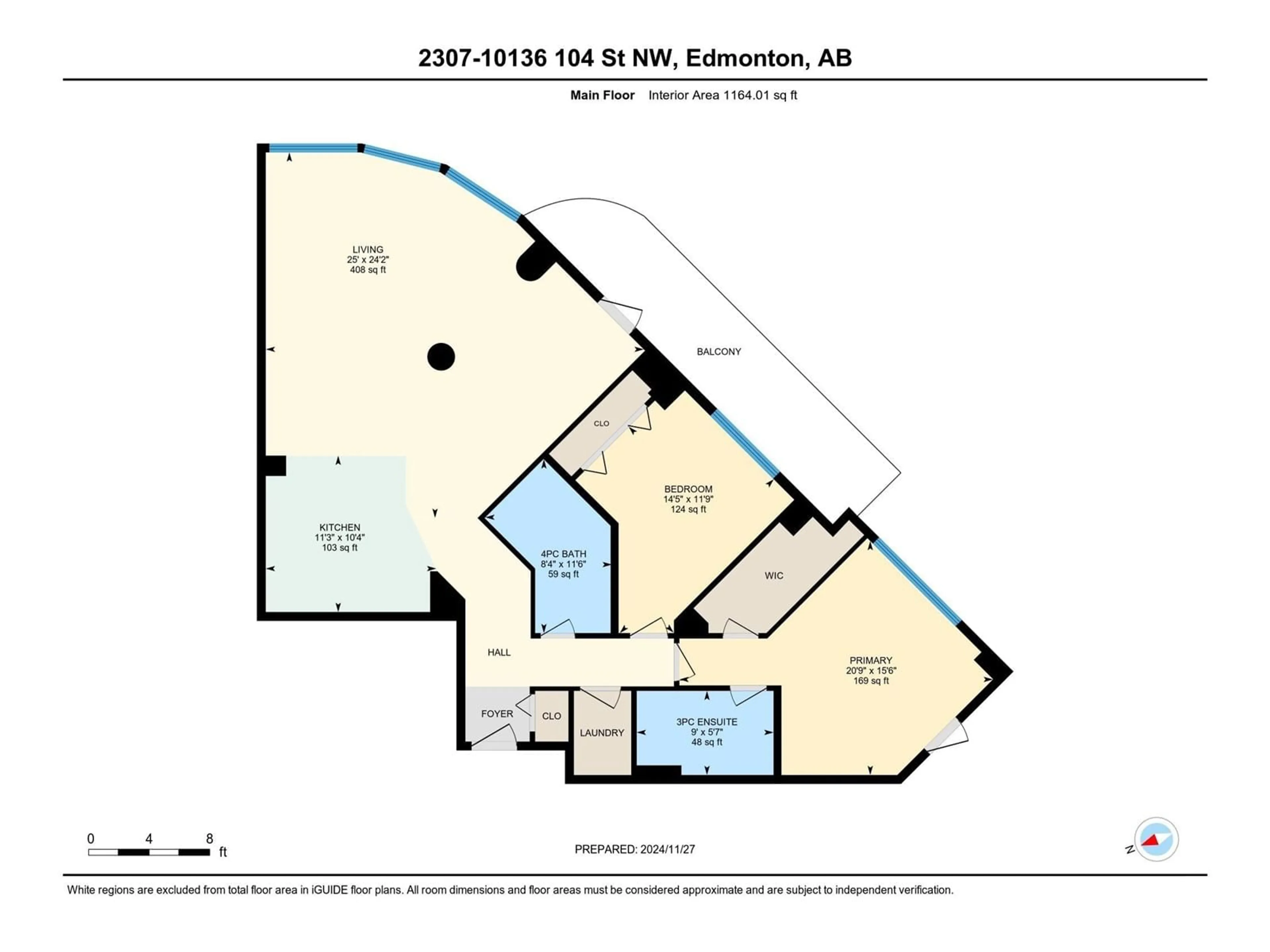 Floor plan for #2703 10136 104 ST NW, Edmonton Alberta T5J0B5