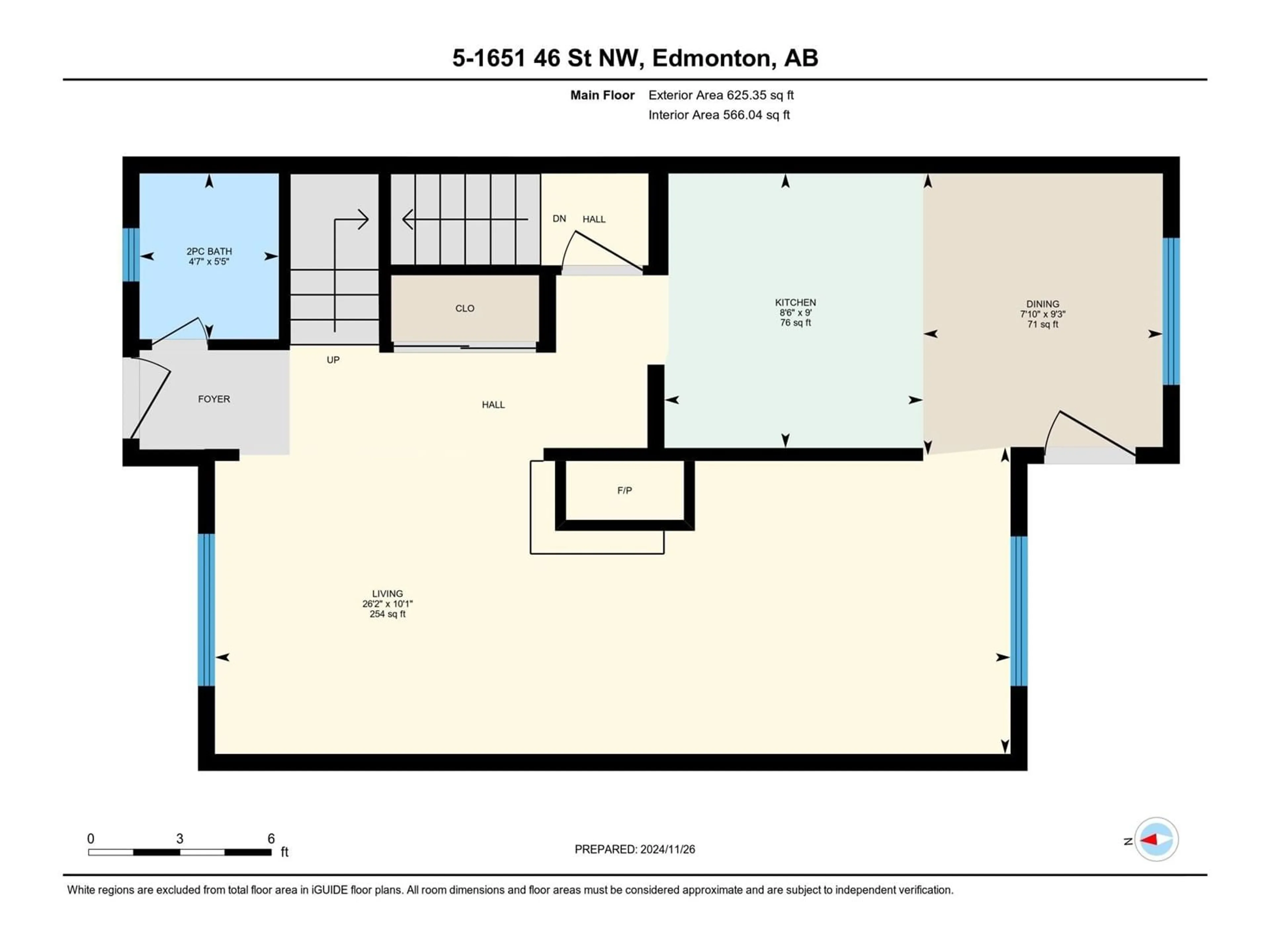 Floor plan for #5 1651 46 ST NW, Edmonton Alberta T6L5A2