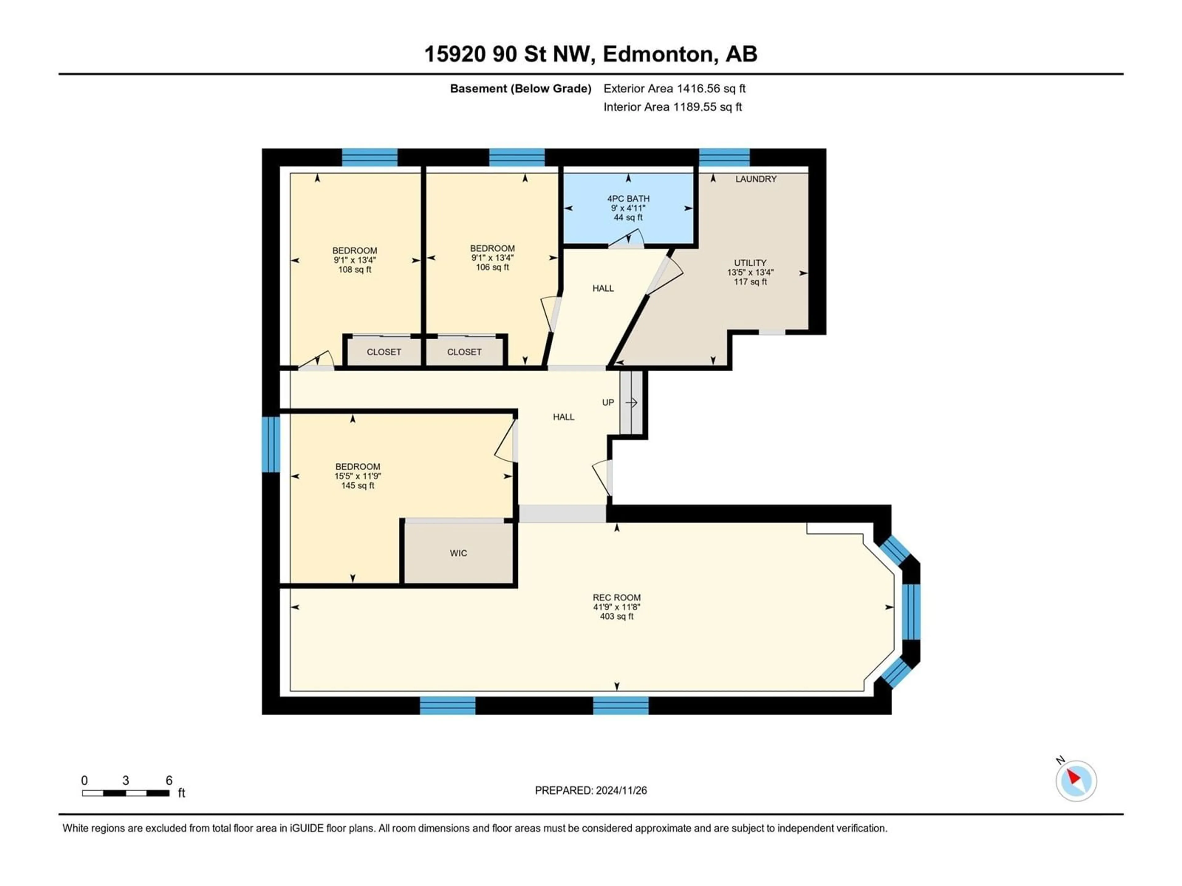 Floor plan for 15920 90 NW, Edmonton Alberta T5Z3J2