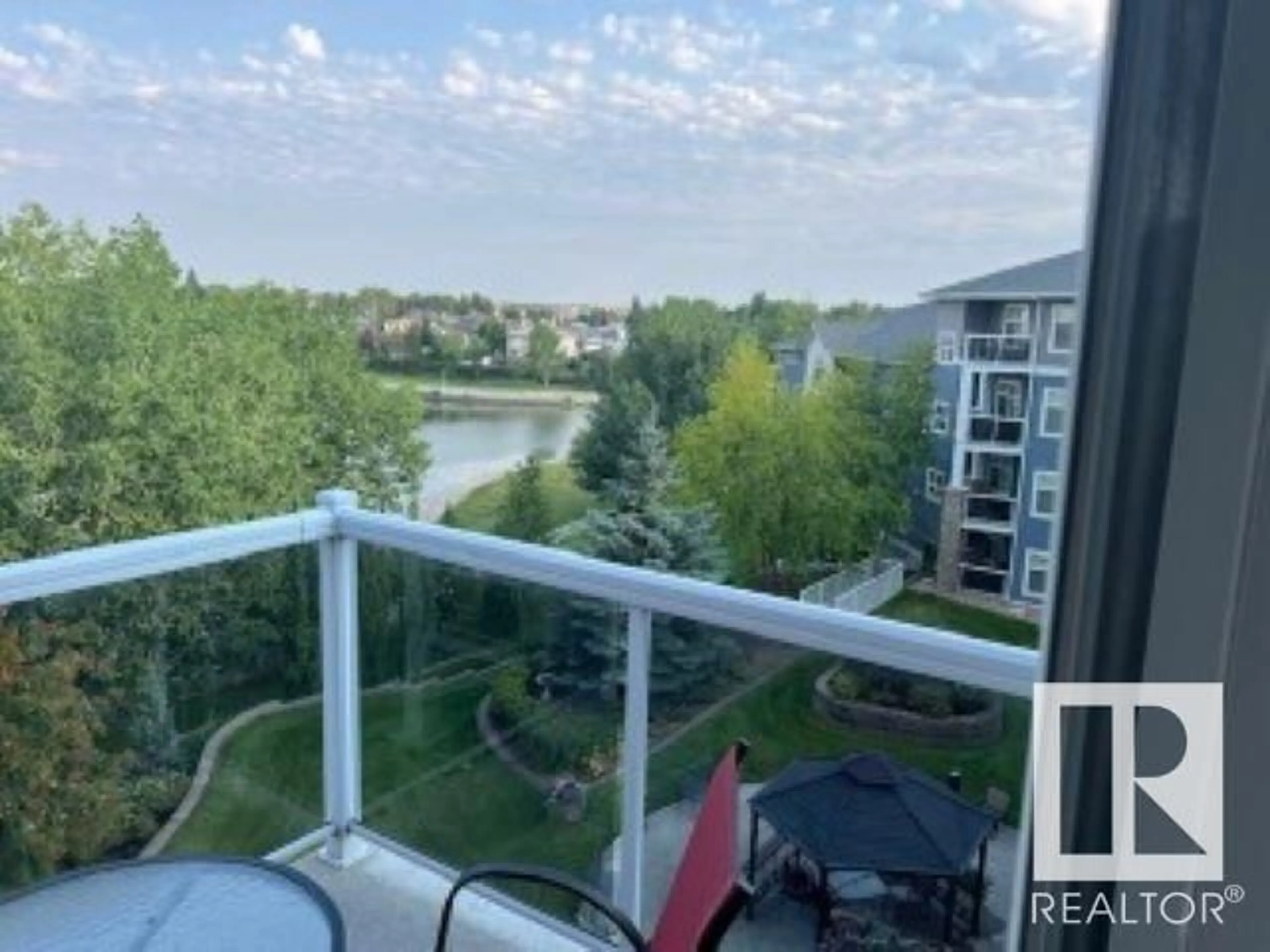 Balcony in the apartment, the view of lake or river for #418 16035 132 ST NW, Edmonton Alberta T6V0B4