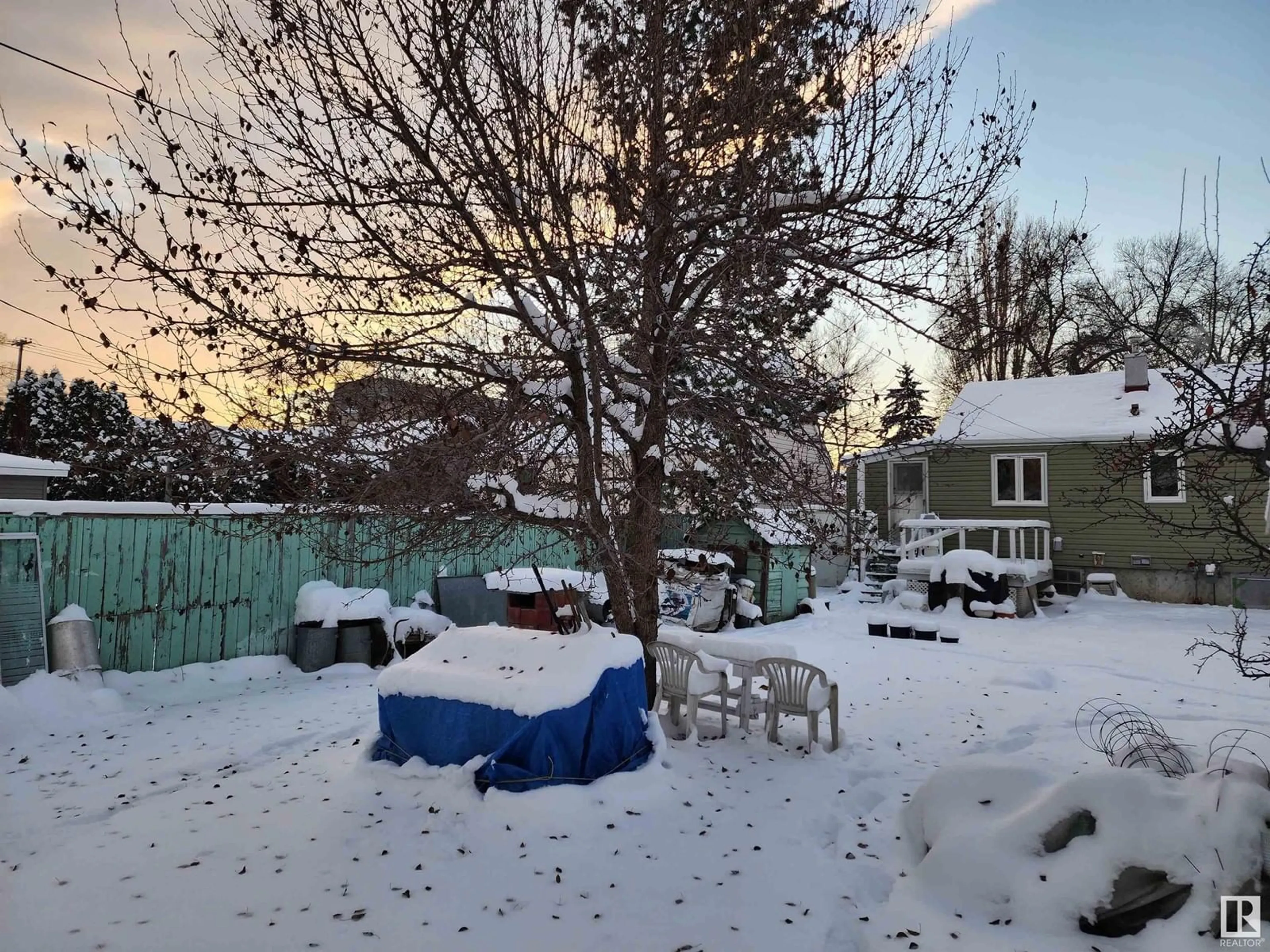 Patio, the fenced backyard for 11219 104 ST NW, Edmonton Alberta T5G2K6