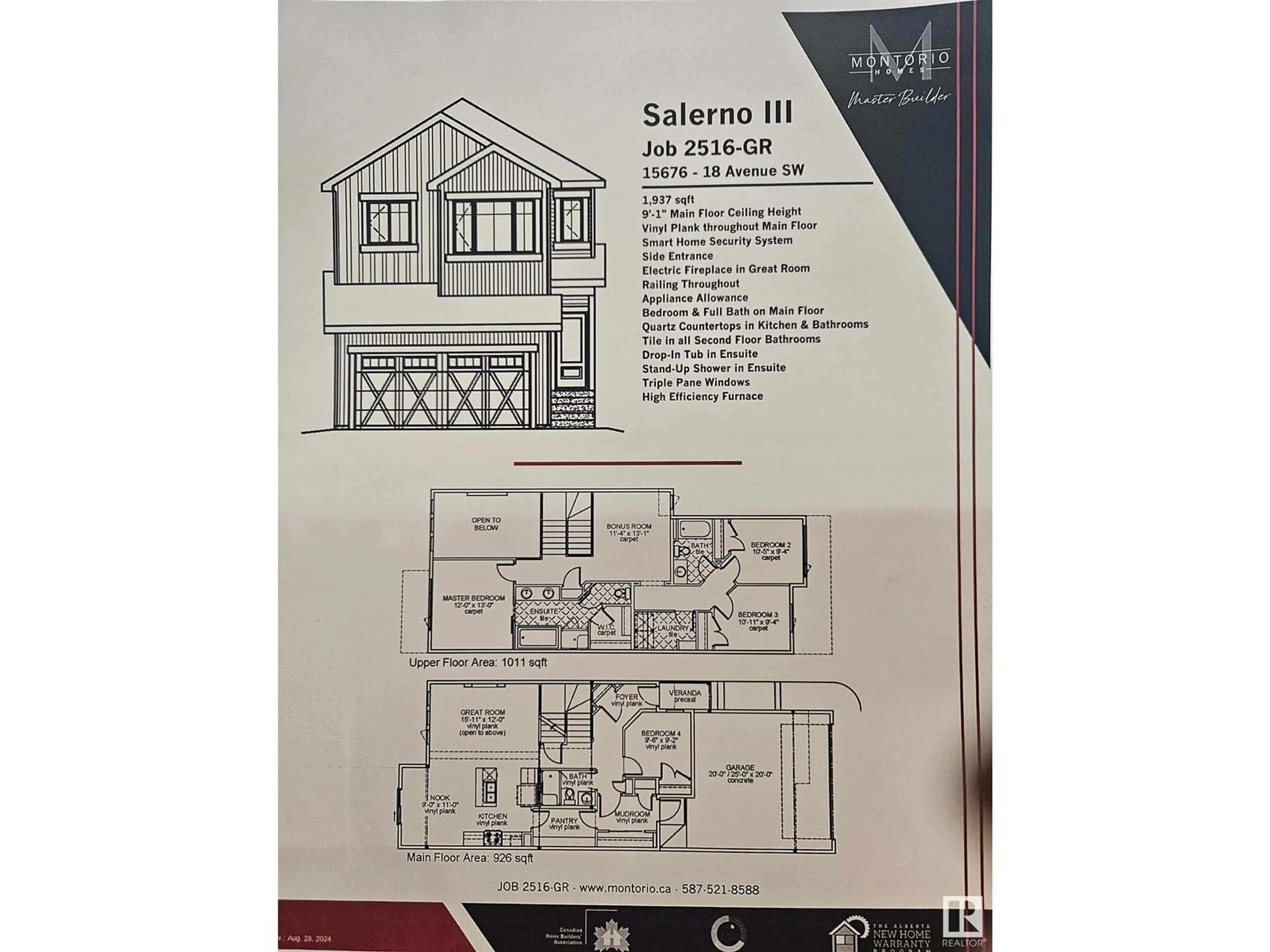 Floor plan for 1615 157 ST SW, Edmonton Alberta T5W5E1