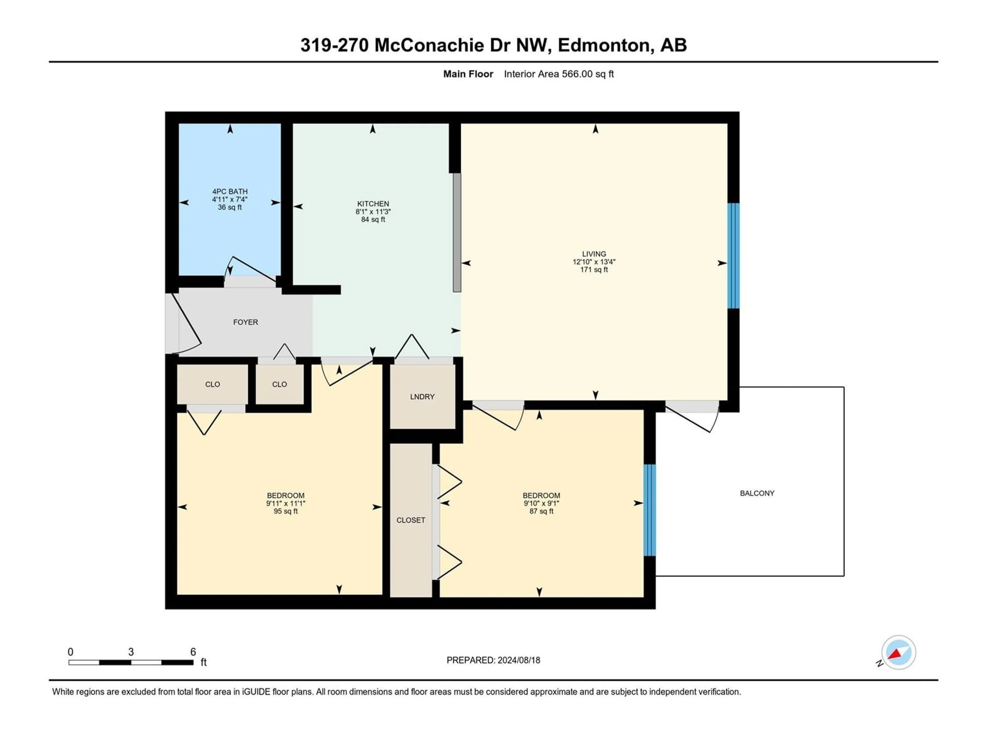 Floor plan for #319 270 MCCONACHIE DR NW, Edmonton Alberta T5Y3N4