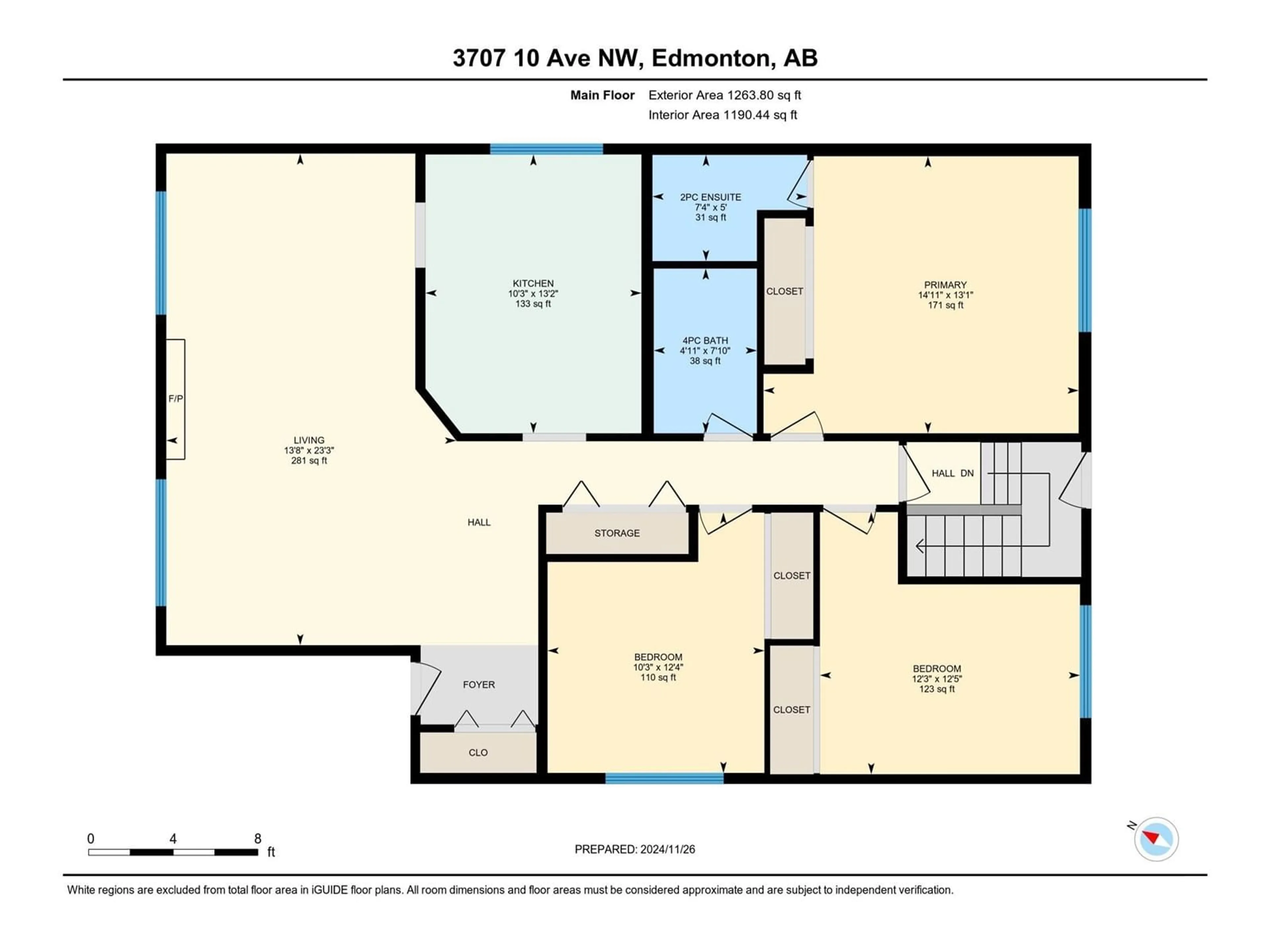 Floor plan for 3707 10 AV NW, Edmonton Alberta T6L2L2