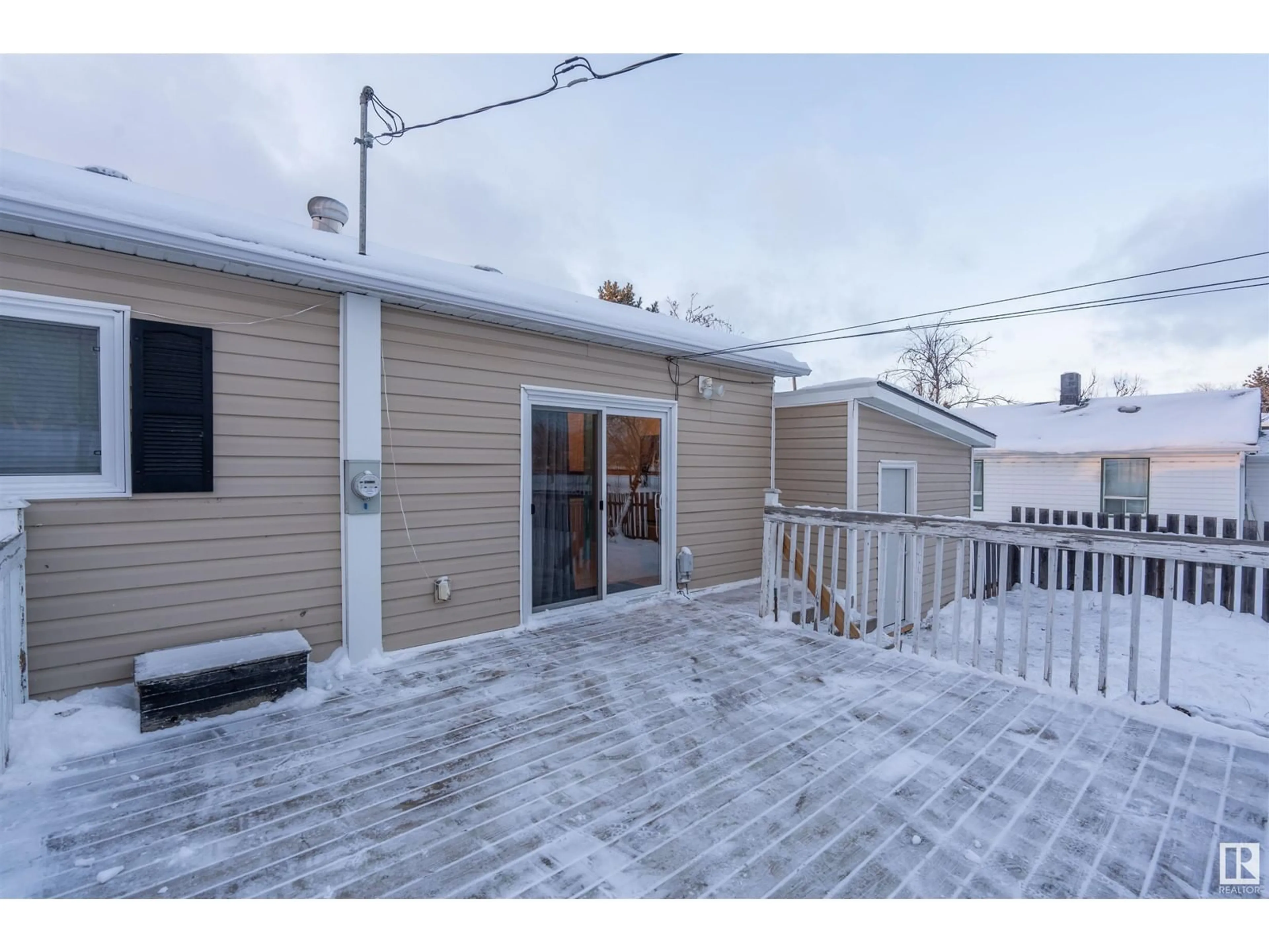 Patio, the fenced backyard for 4713 48 ST, Cold Lake Alberta T9M1Y4