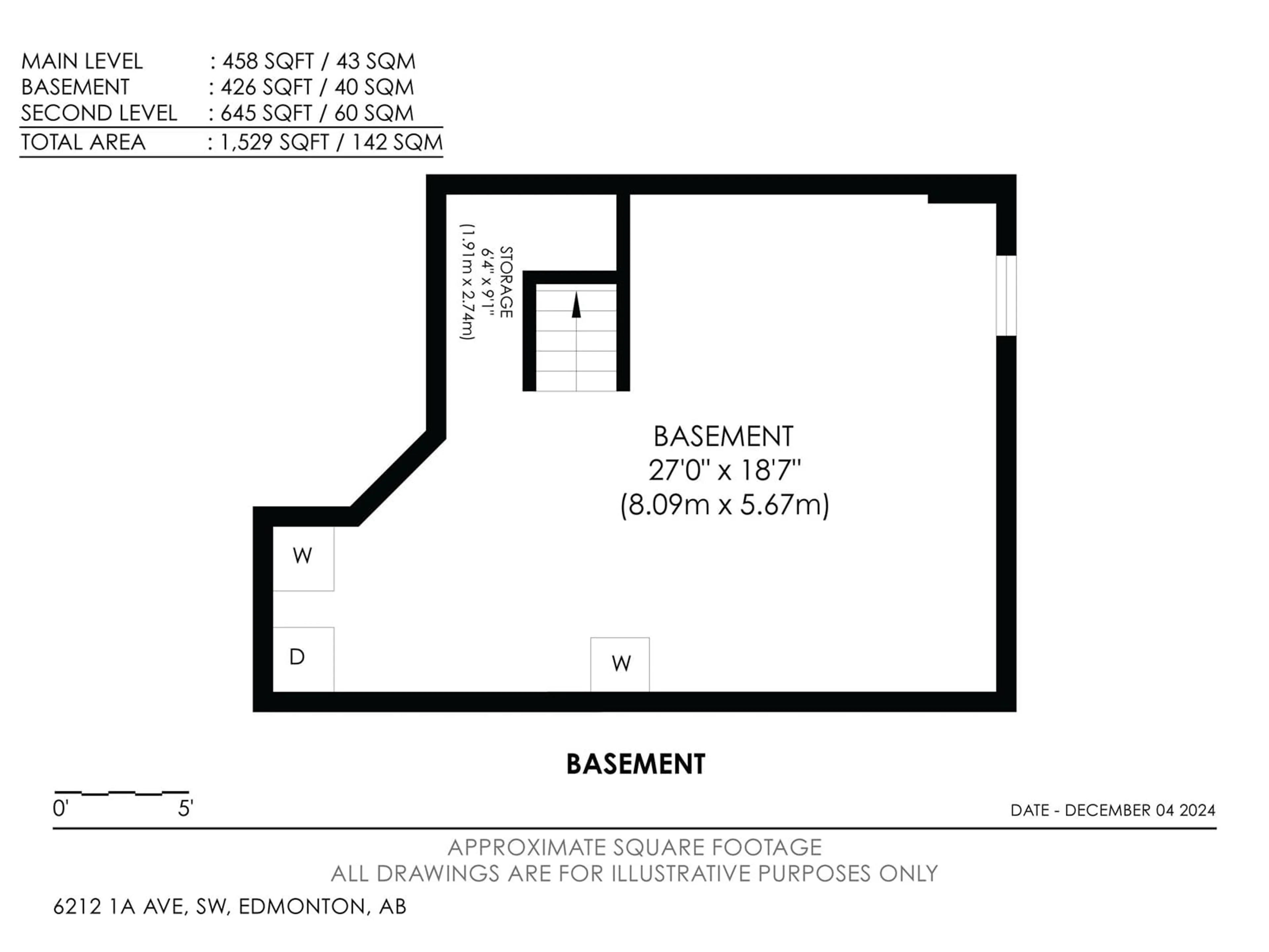 Floor plan for 6212 1A AV SW, Edmonton Alberta T6X0C1