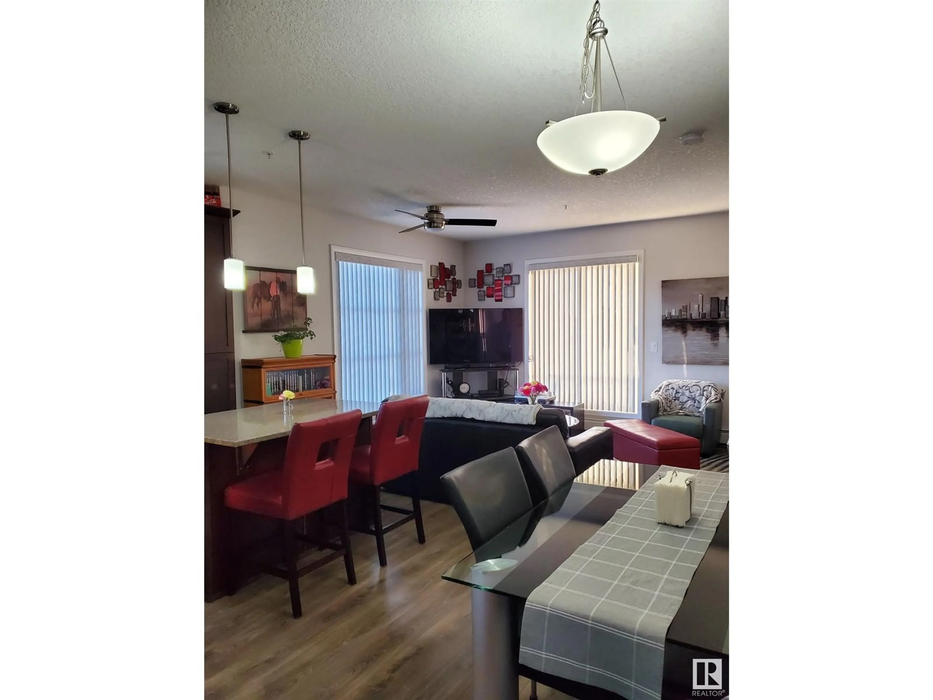 Living room, wood floors for #213 2588 ANDERSON WY SW, Edmonton Alberta T6W0R2