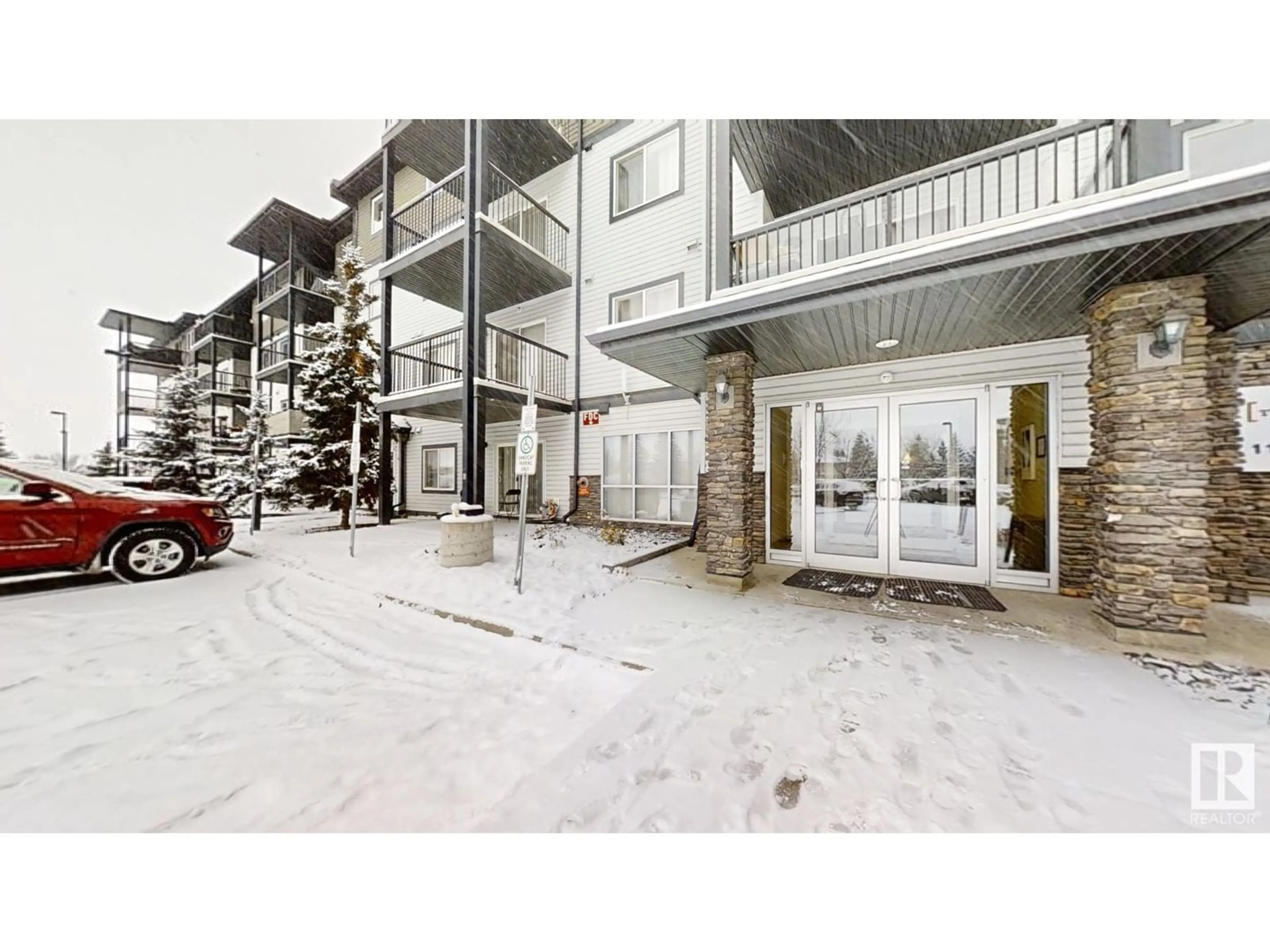 A pic from exterior of the house or condo, the street view for #453 1196 Hyndman Rd NW, Edmonton Alberta T5A0X8