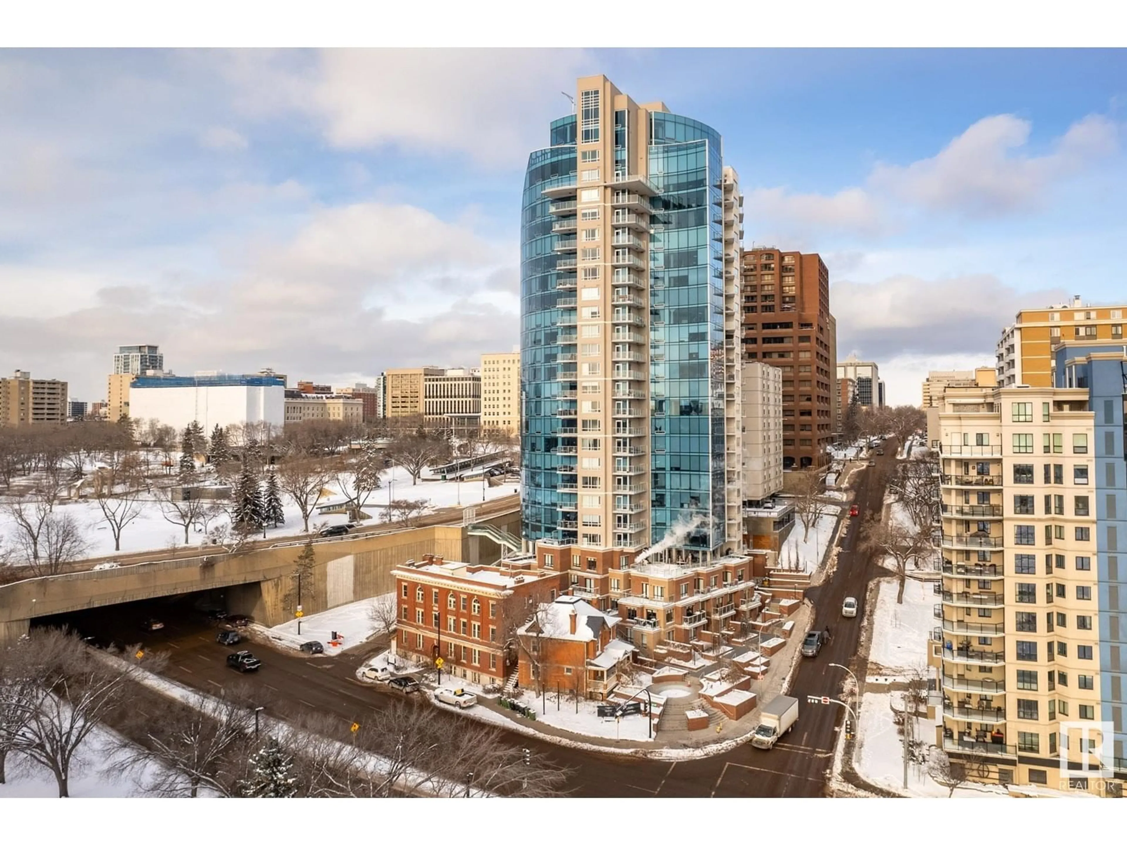 A pic from exterior of the house or condo, the view of city buildings for #1404 9720 106 ST NW, Edmonton Alberta T5K0K8