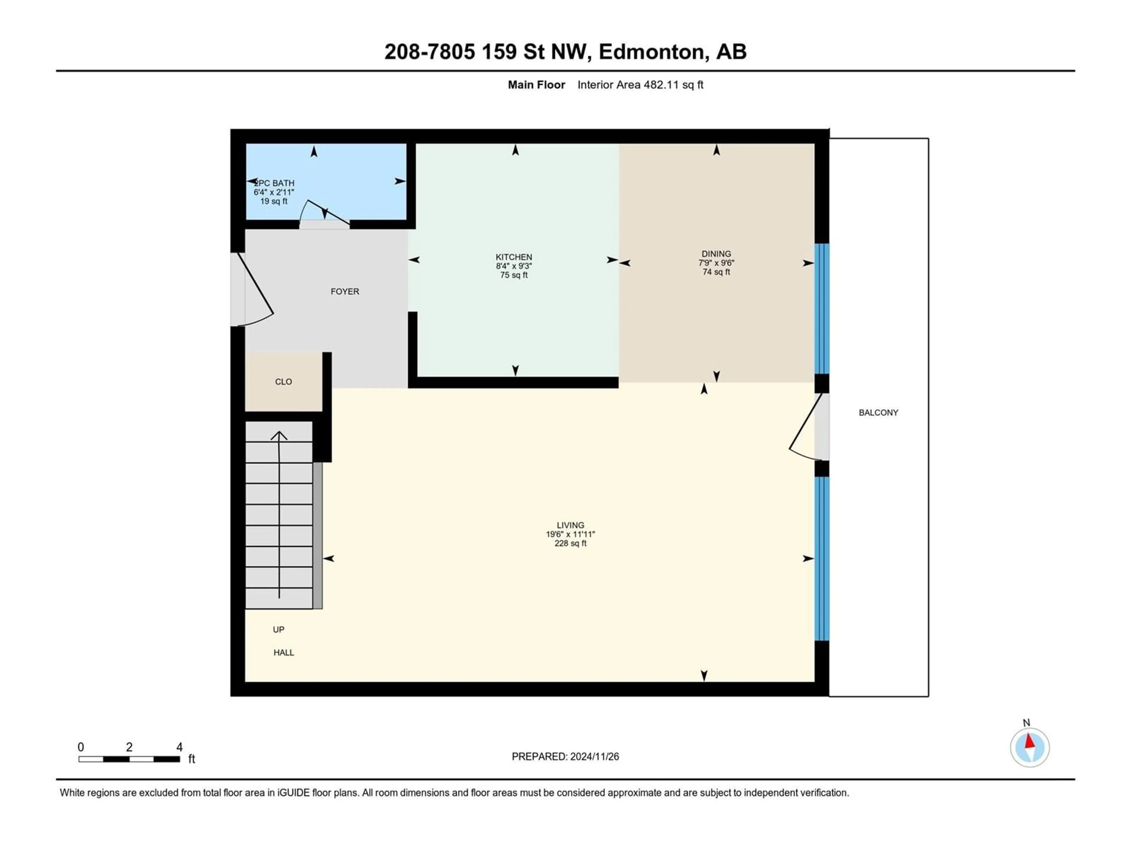 Floor plan for #208 7805 159 ST NW, Edmonton Alberta T5R2E1