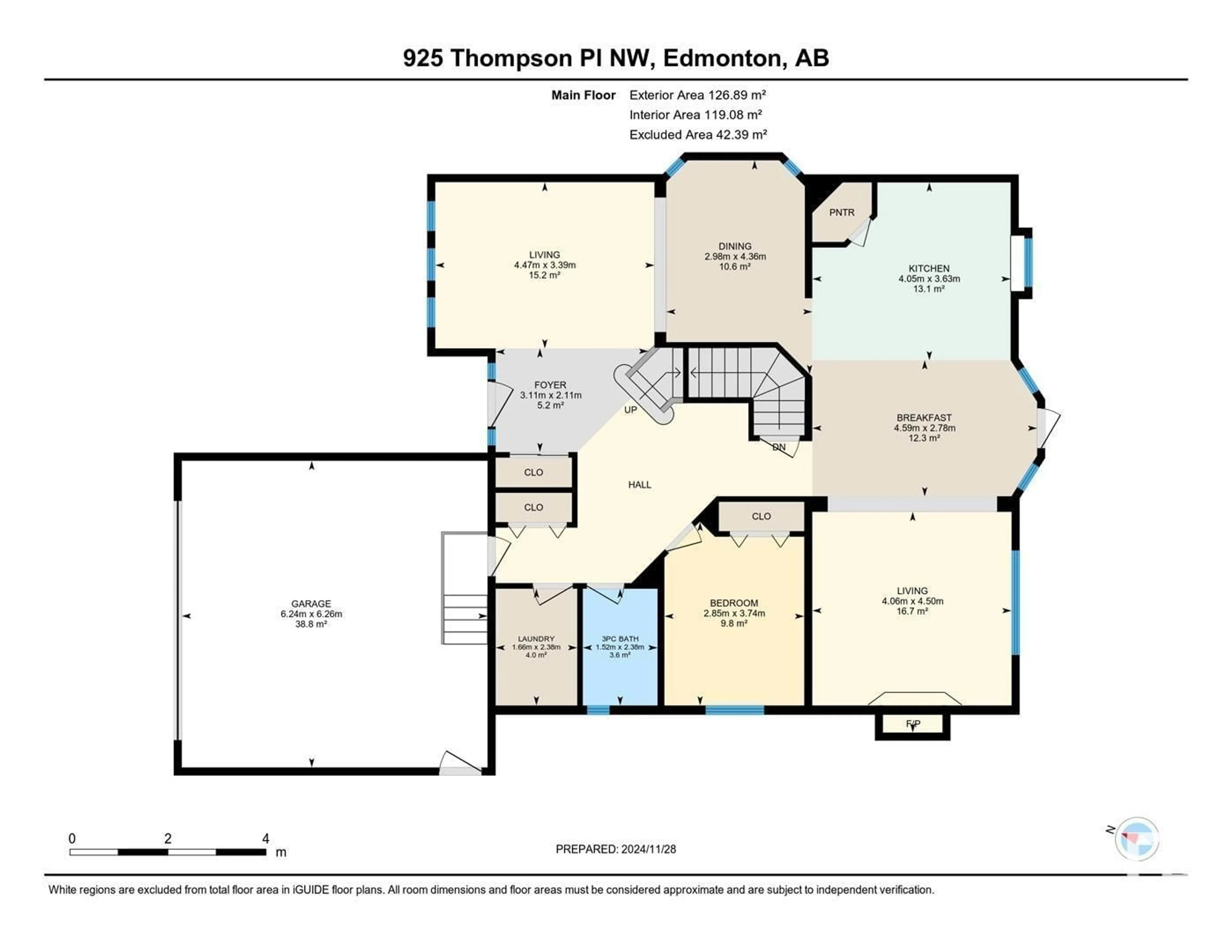 Floor plan for 925 THOMPSON PL NW, Edmonton Alberta T6R3K4