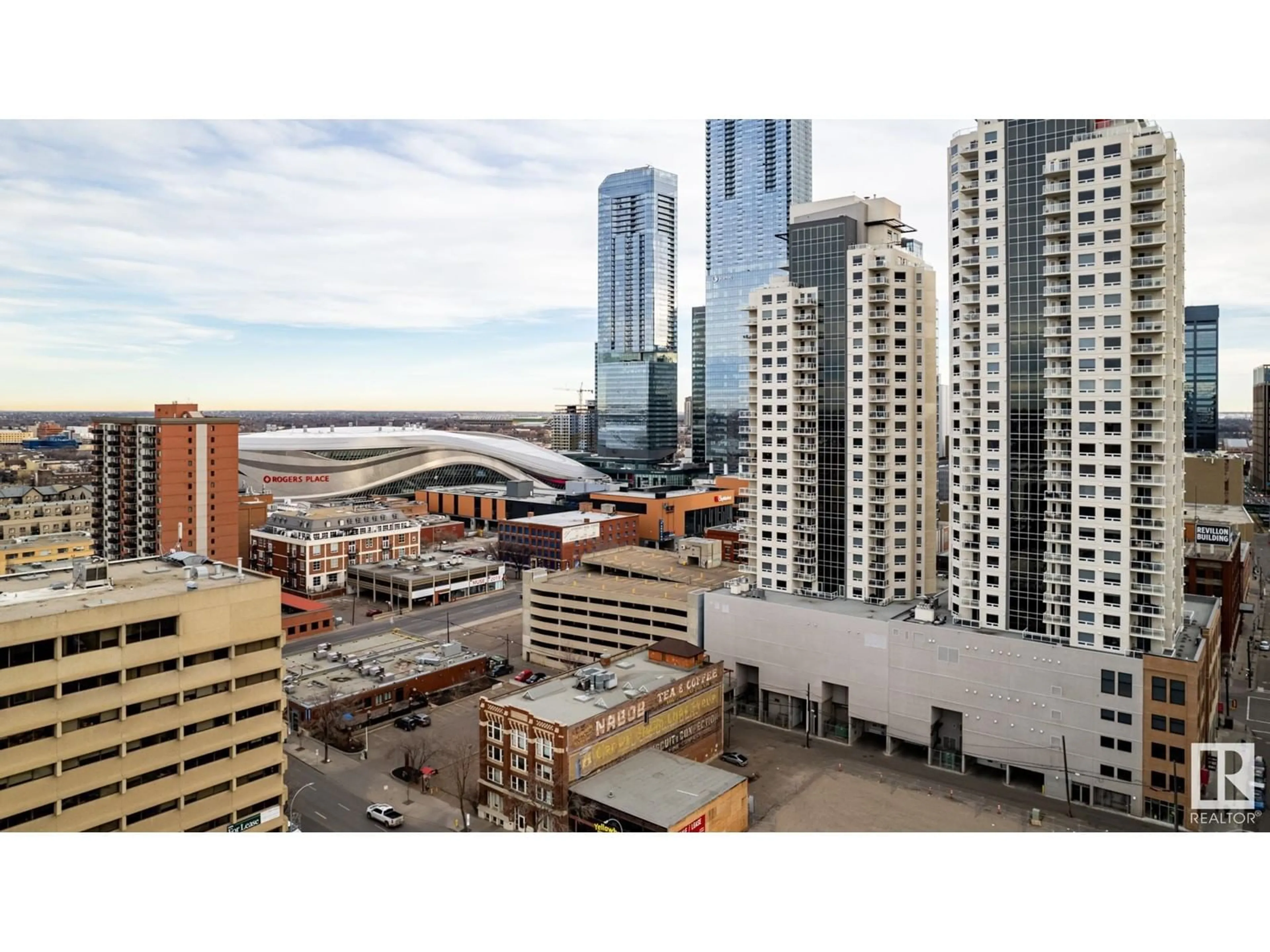 A pic from exterior of the house or condo, the view of city buildings for #1306 10410 102 AV NW, Edmonton Alberta T5J0E9