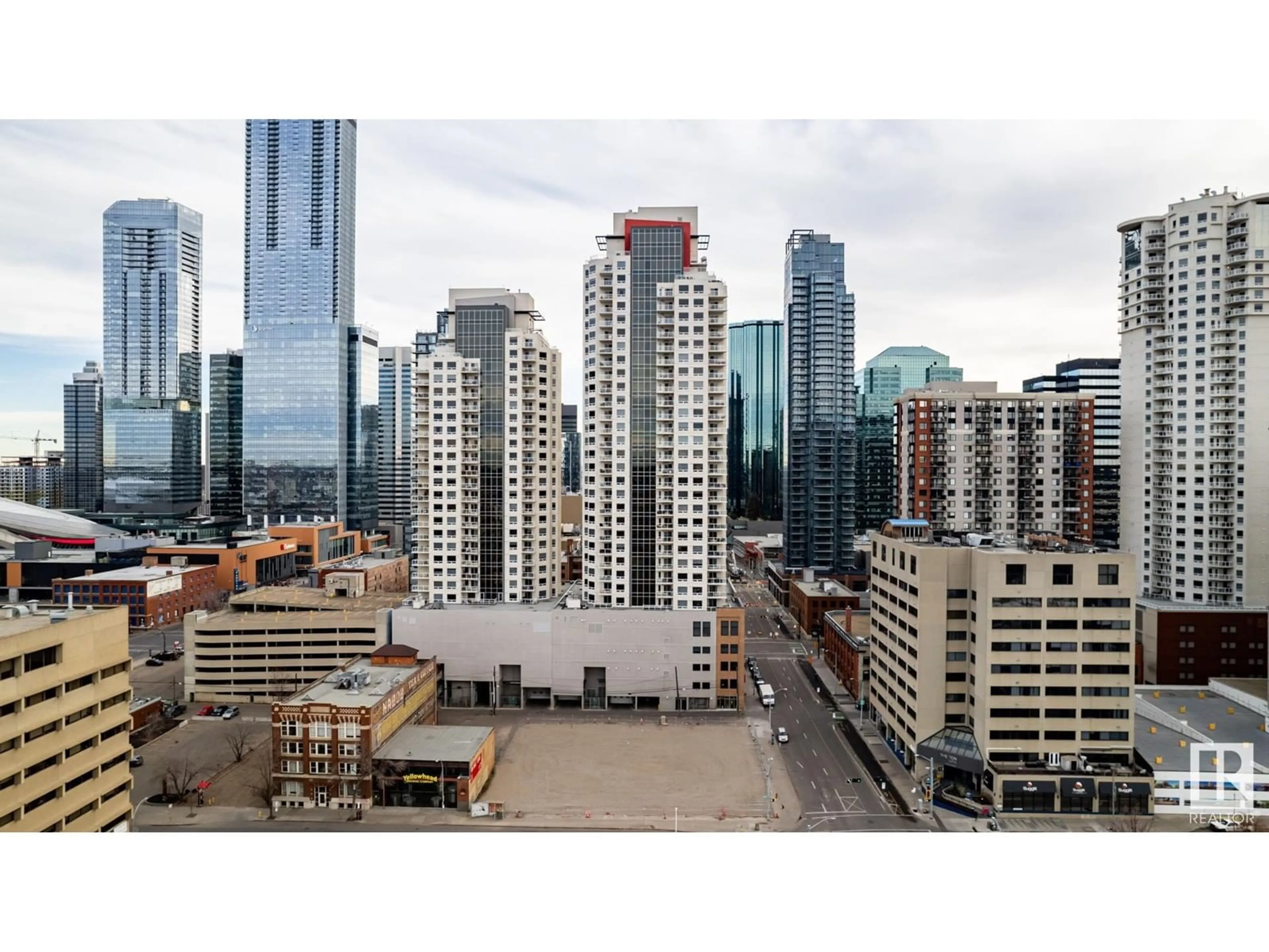 A pic from exterior of the house or condo, the view of city buildings for #1007 10410 102 AV NW, Edmonton Alberta T5J0E9