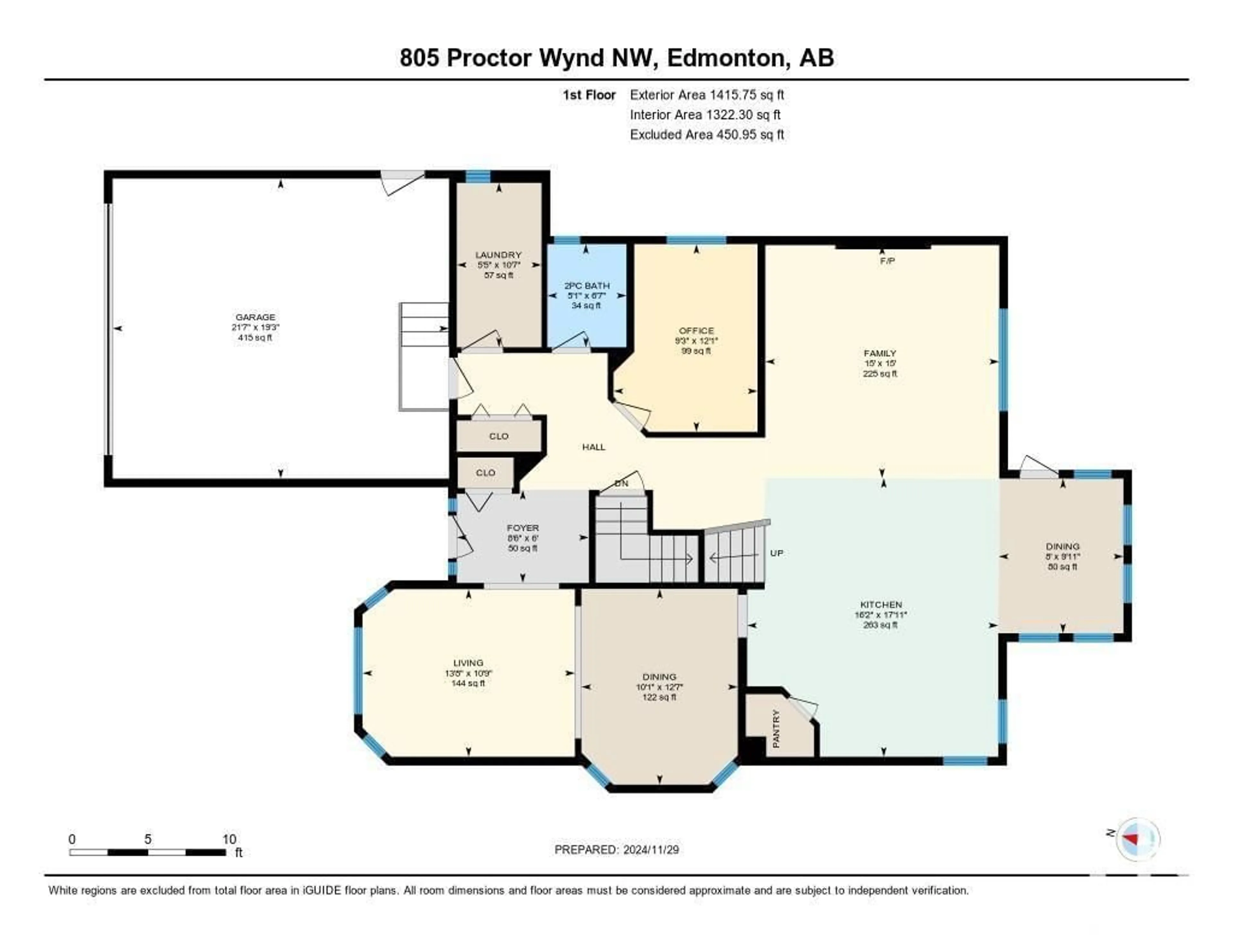 Floor plan for 805 PROCTOR WD NW, Edmonton Alberta T5T6H2