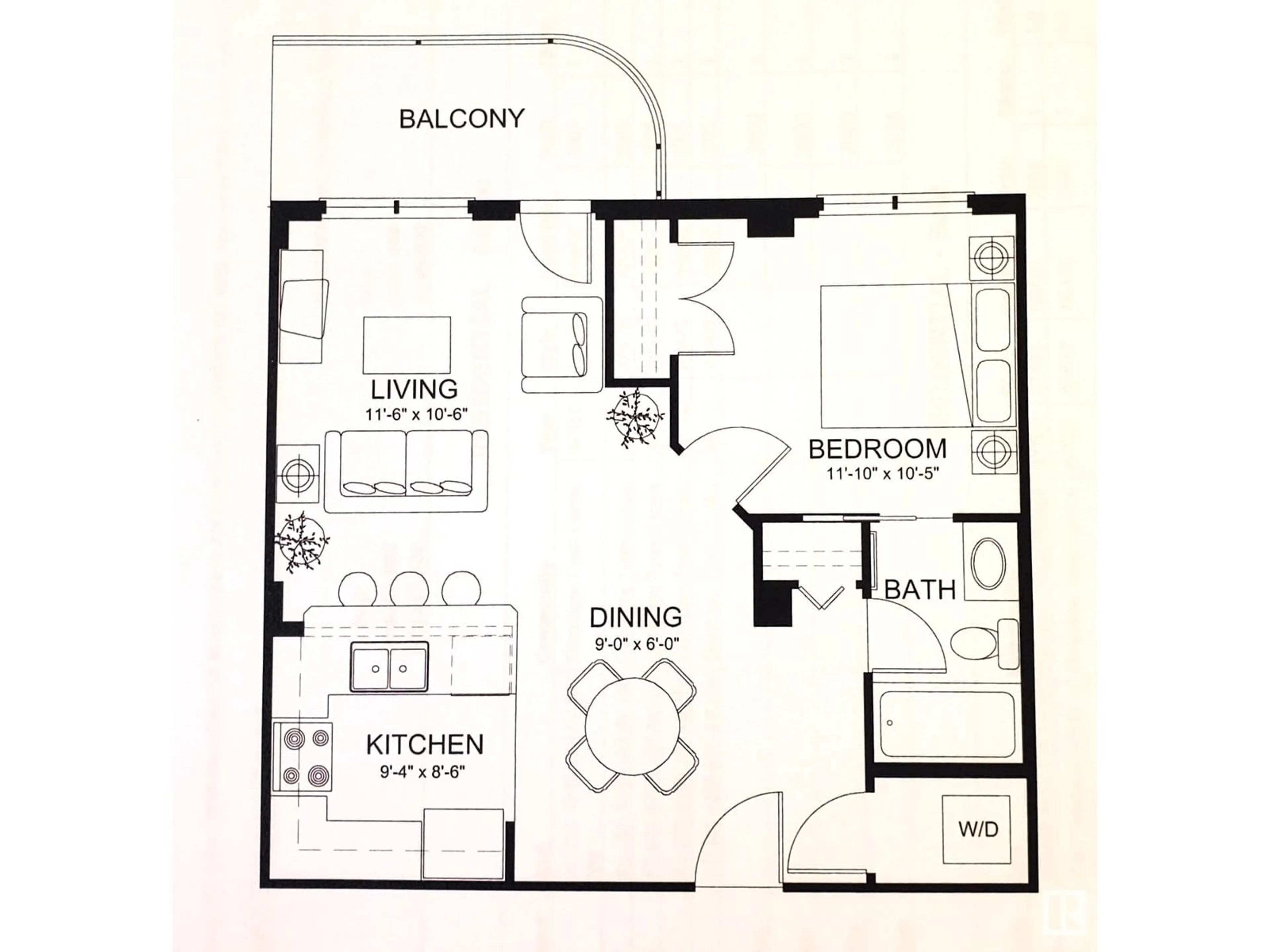 Floor plan for #1-311 4245 139 AV NW, Edmonton Alberta T5Y3E8