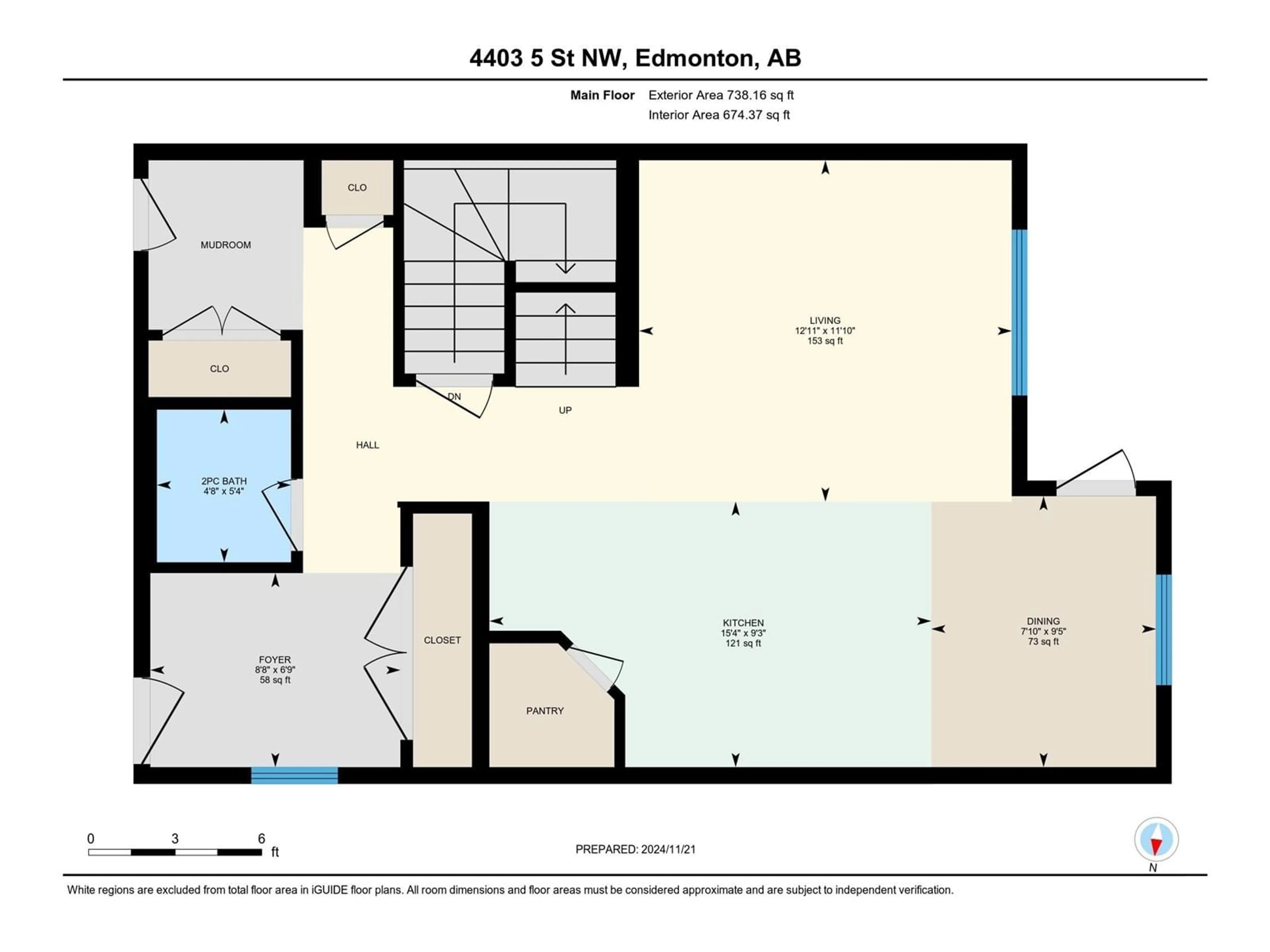 Floor plan for 4403 5 ST NW, Edmonton Alberta T6T0Z9