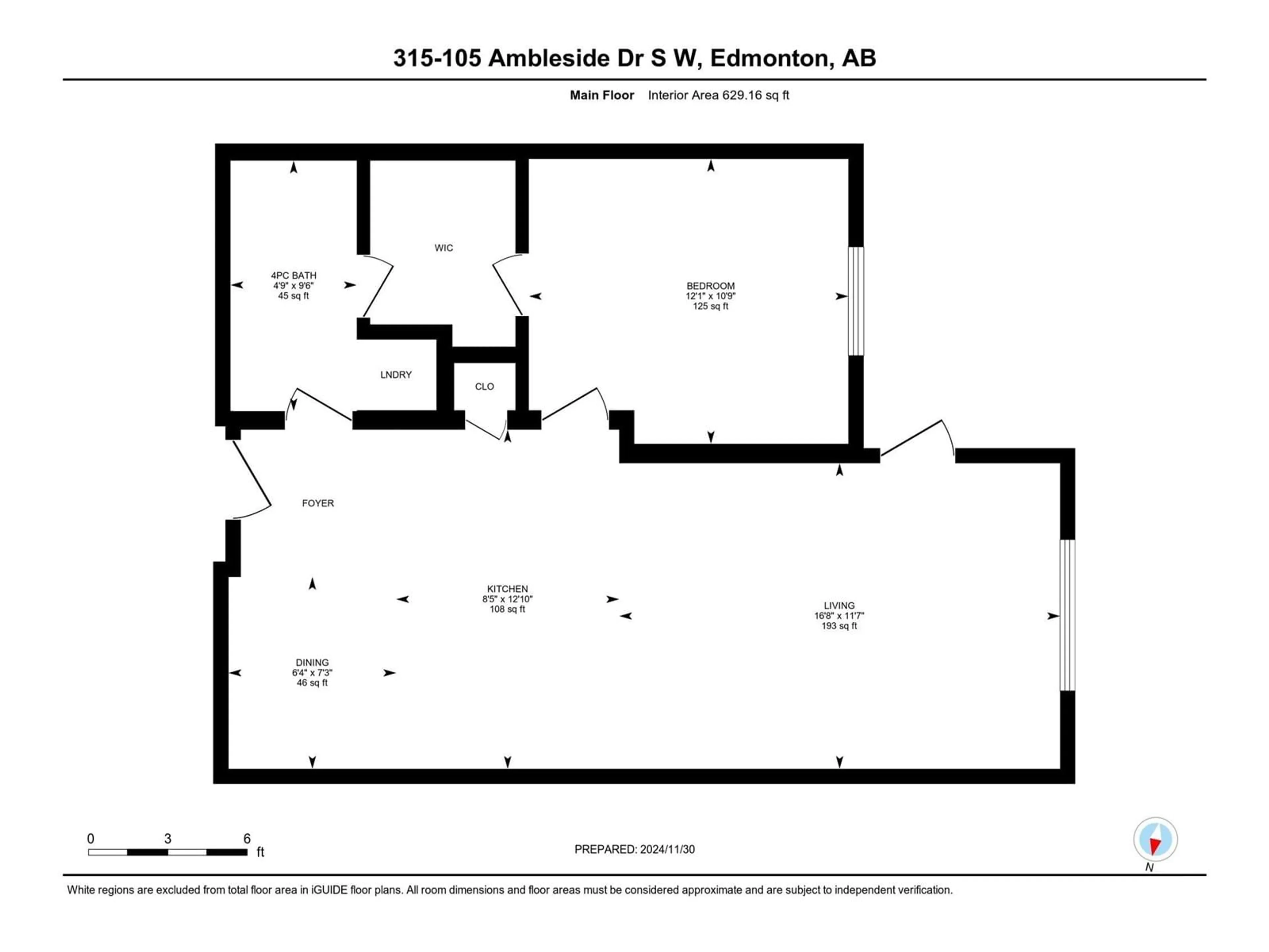 Floor plan for #315 105 AMBLESIDE DR SW, Edmonton Alberta T6W0J4