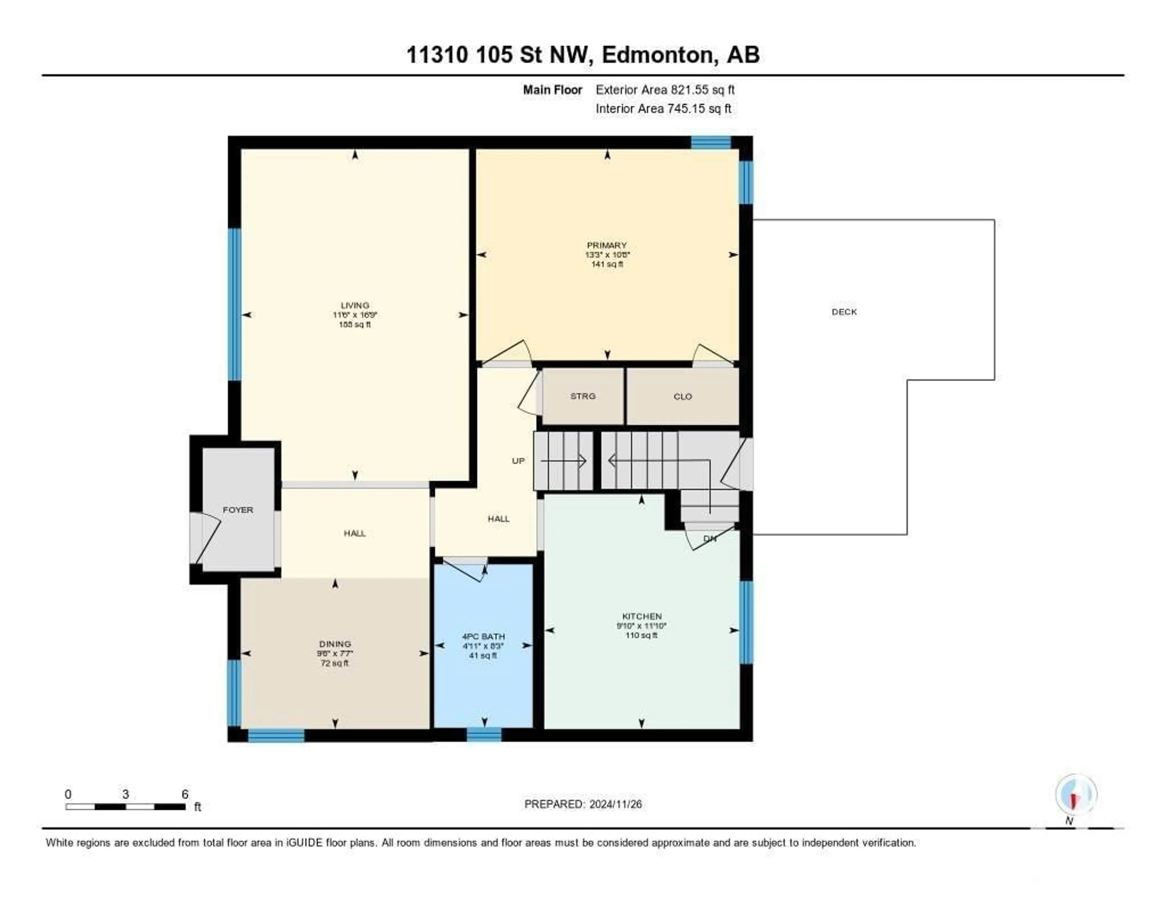 Floor plan for 11310 105 ST NW, Edmonton Alberta T5G2M6