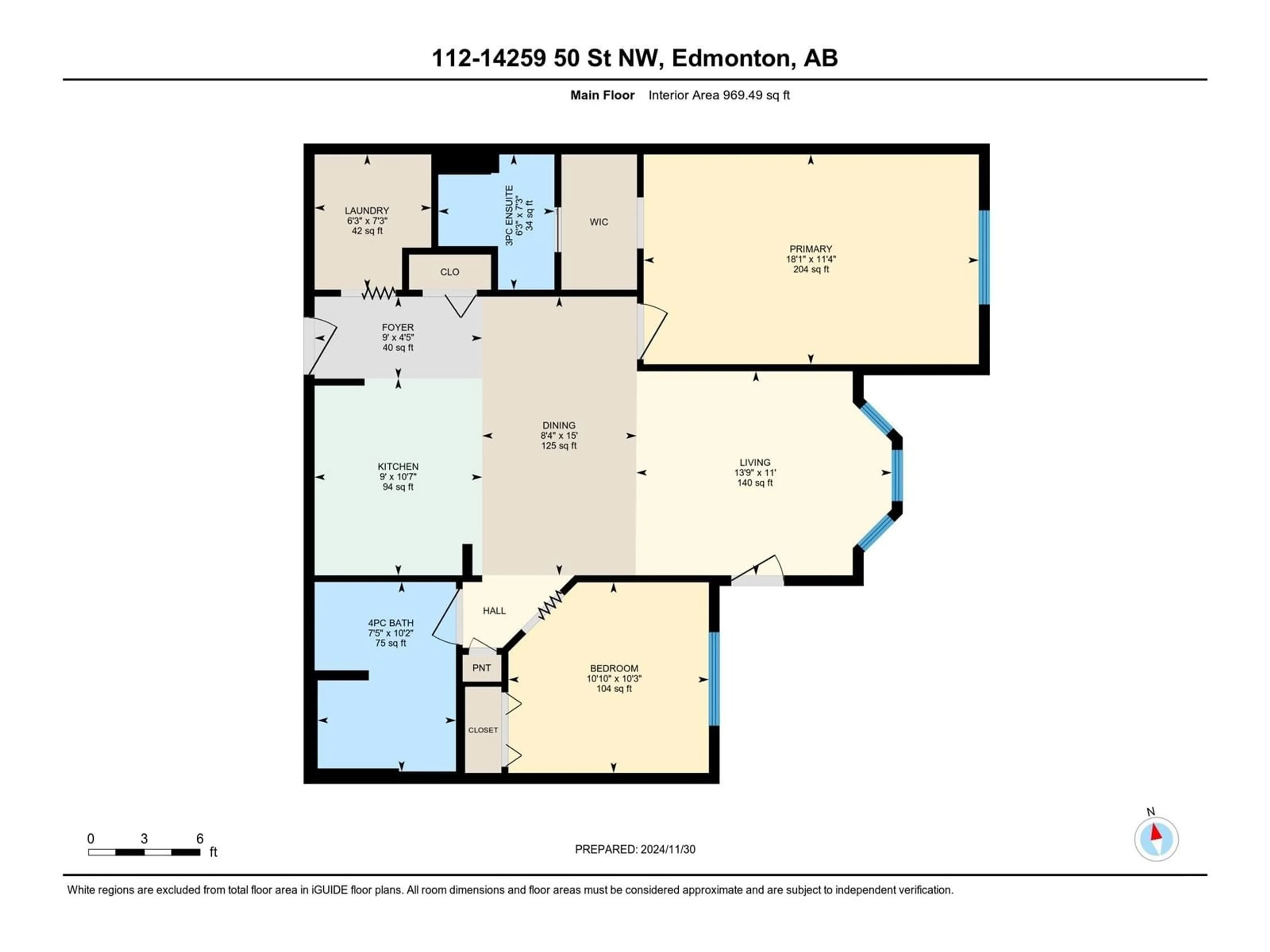 Floor plan for #112 14259 50 ST NW, Edmonton Alberta T5A5J2