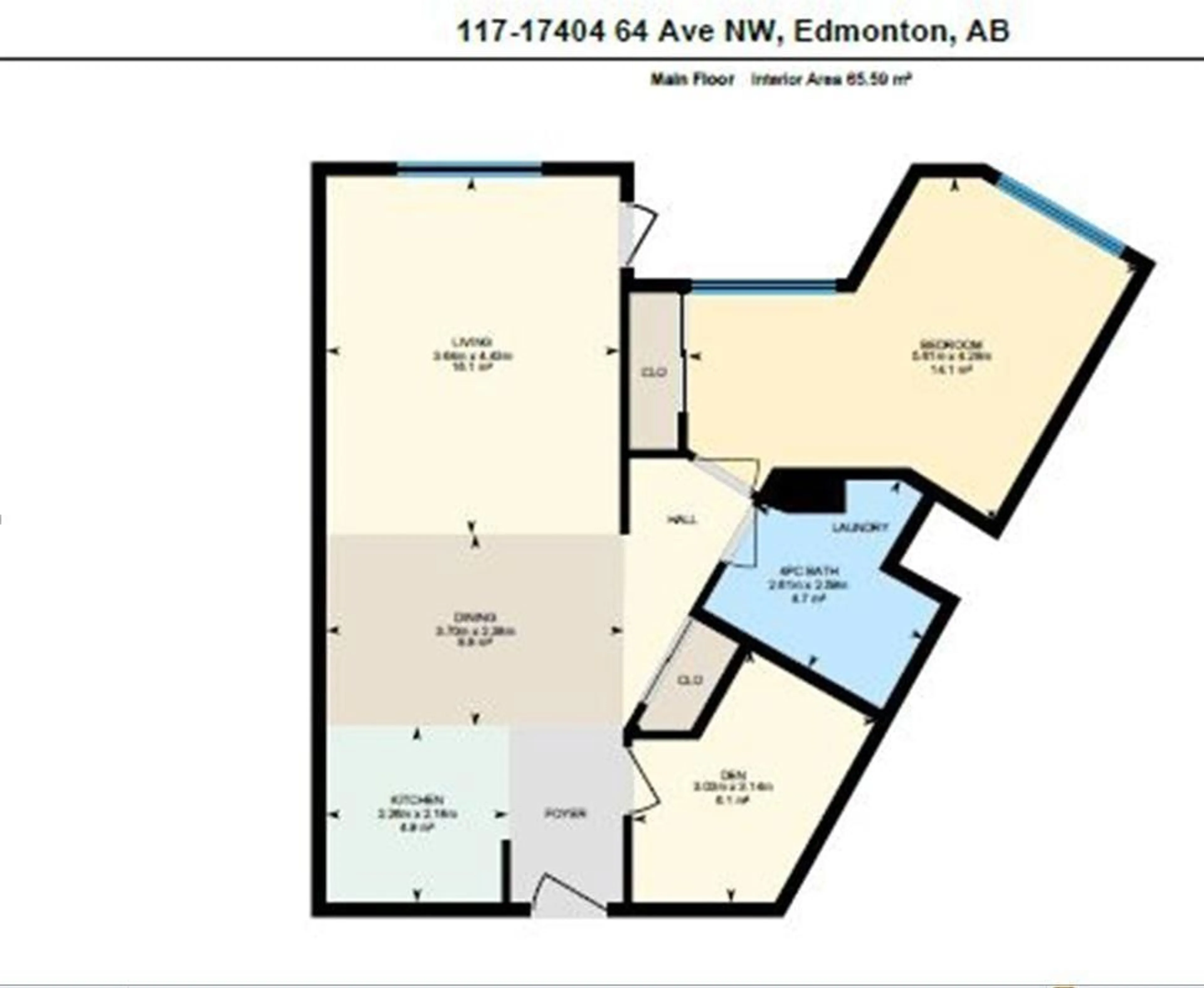 Floor plan for #117 17404 64 AV NW NW, Edmonton Alberta T5T6X4