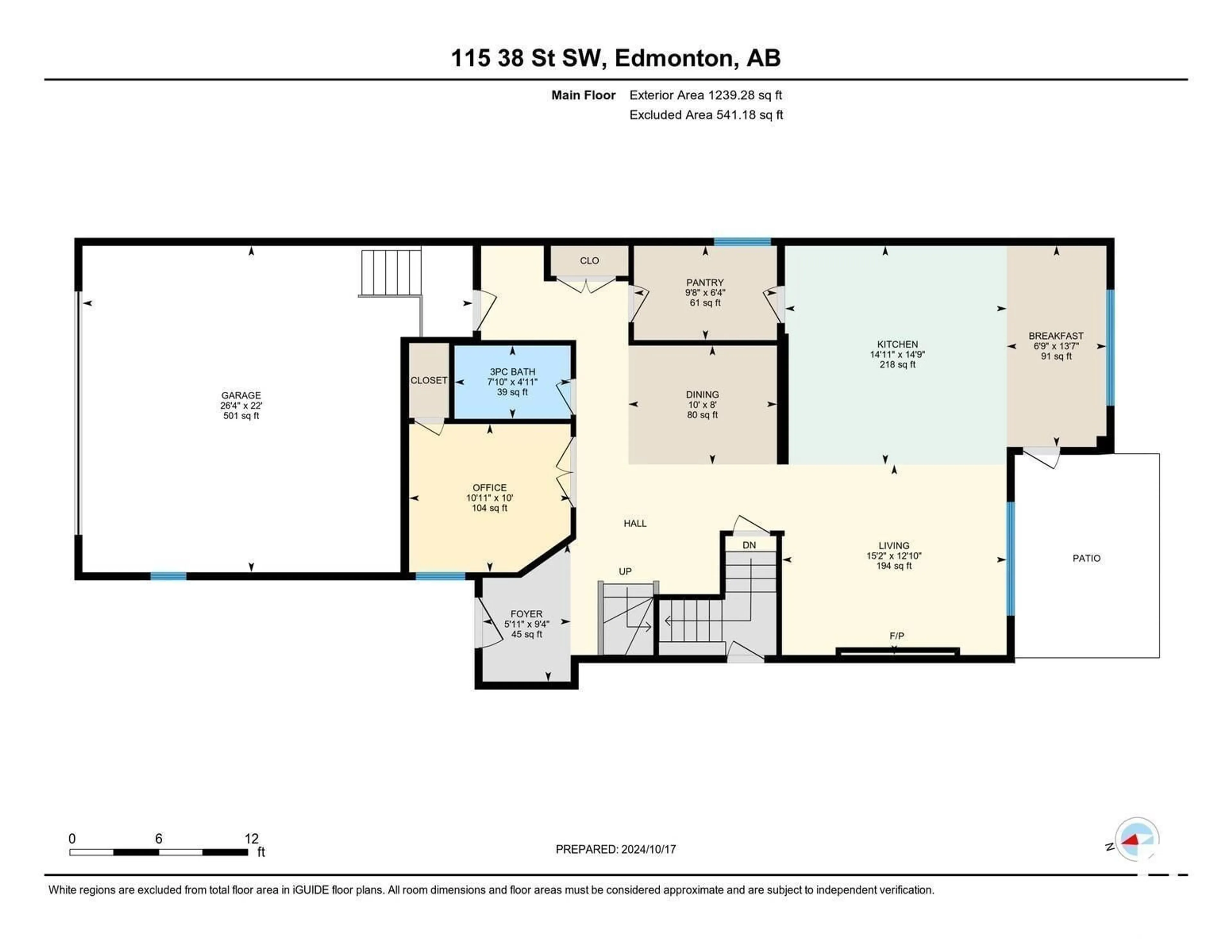 Floor plan for 115 38 ST SW, Edmonton Alberta T6X2W3