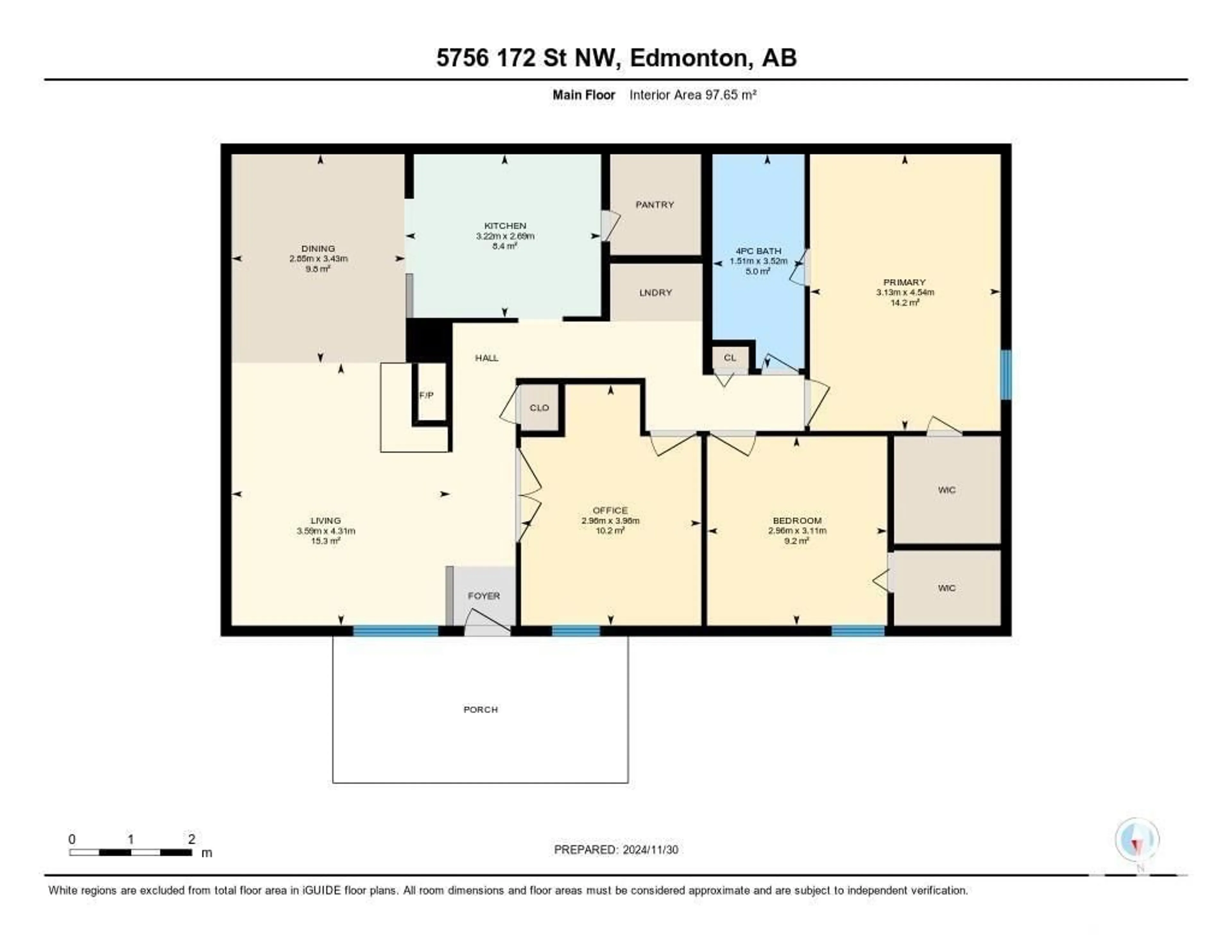 Floor plan for 5756 172 ST NW, Edmonton Alberta T6M1B4