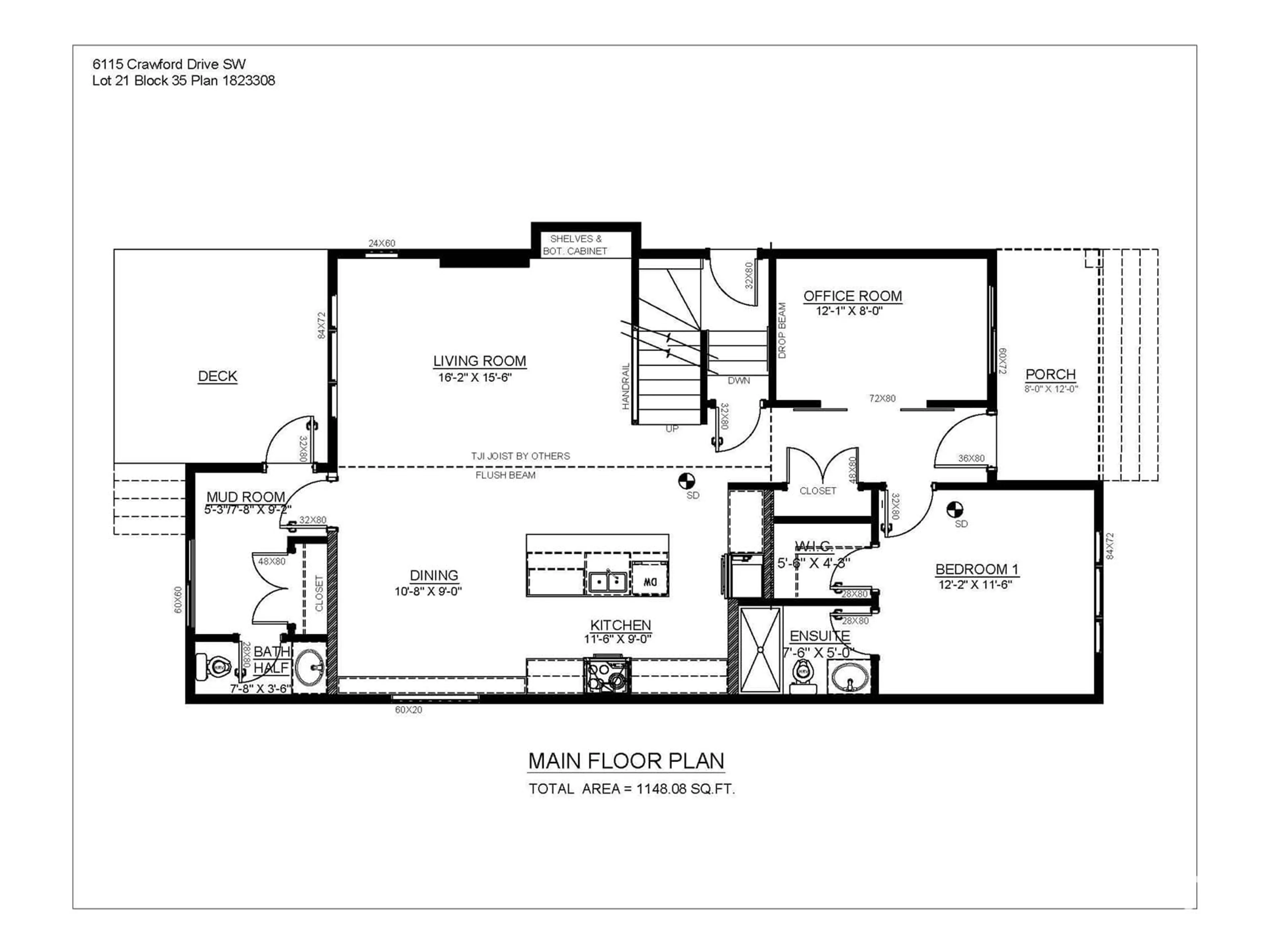 Floor plan for 6115 CRAWFORD DR SW, Edmonton Alberta T6W4L8