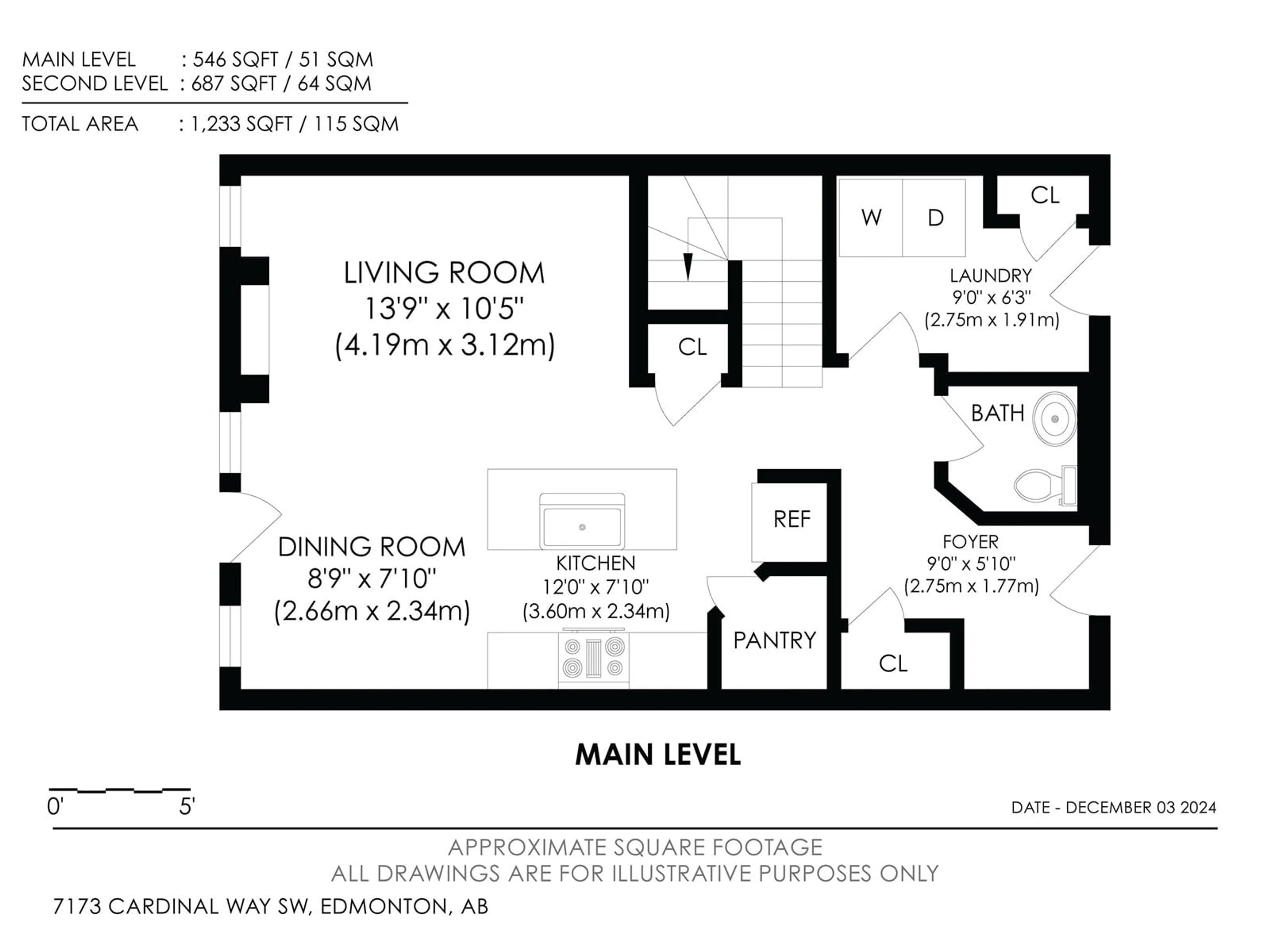 Floor plan for 7173 CARDINAL WY SW, Edmonton Alberta T6W2Y5