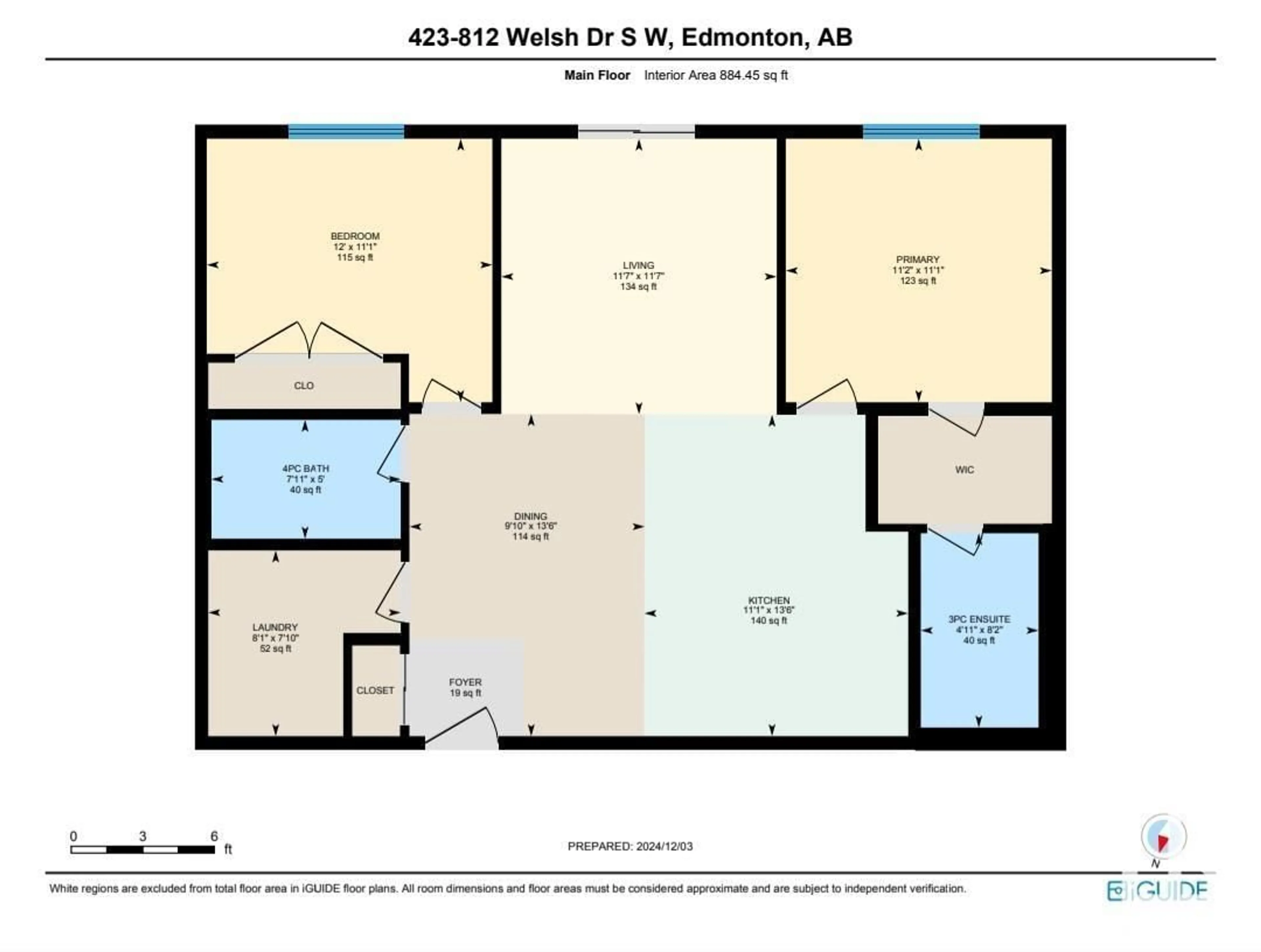 Floor plan for #423 812 WELSH DR SW, Edmonton Alberta T6X1Y7